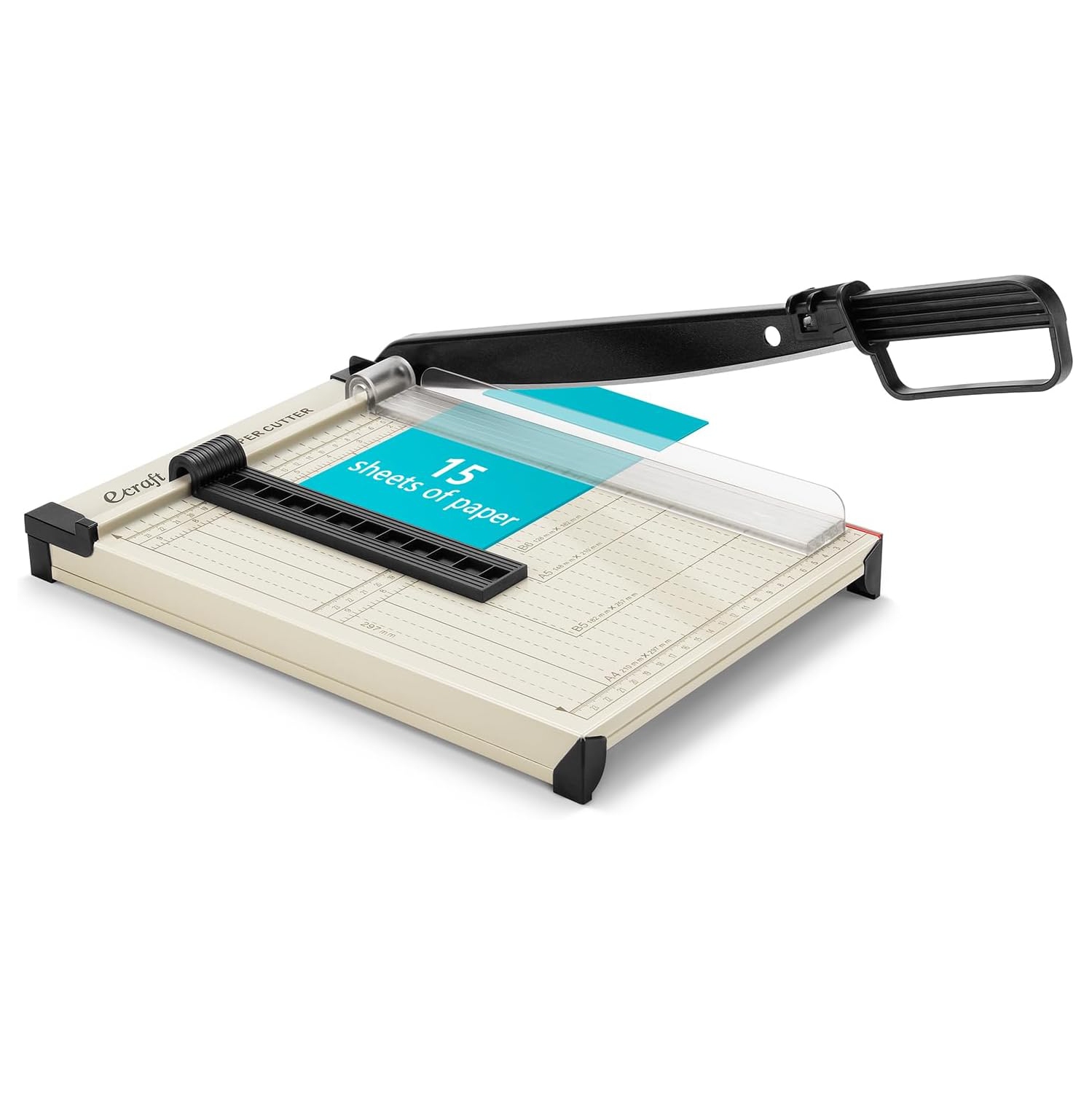 12" Guillotine Paper Cutter：Paper Trimmer Accurate Cutting with Safety Guard,15 Sheets Capacity,Magnetic Guide,Heavy Duty Metal Base, Perfect for