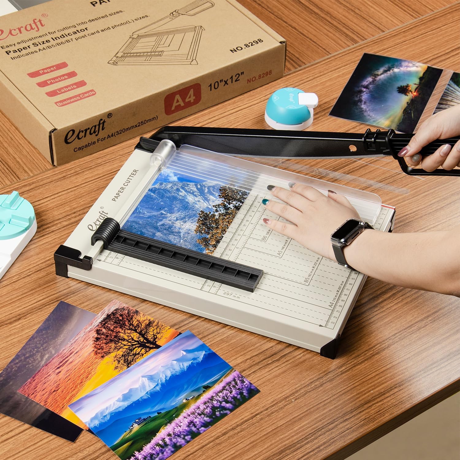 12" Guillotine Paper Cutter：Paper Trimmer Accurate Cutting with Safety Guard,15 Sheets Capacity,Magnetic Guide,Heavy Duty Metal Base, Perfect for