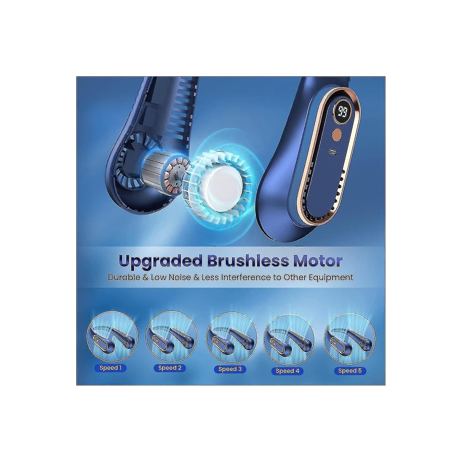 360° bladeless neck fan - ultra-quiet hands-free cooling, 3 seconds of cooling, lightweight and portable, safe and reliable, suitable for