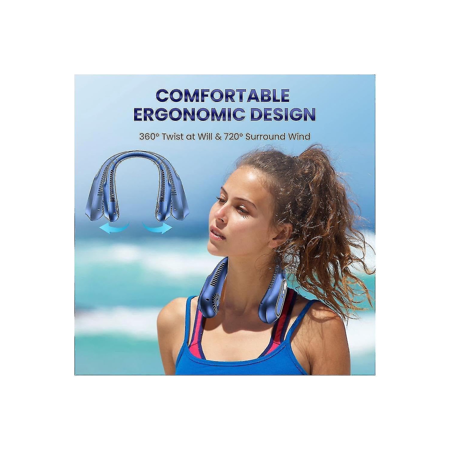 360° bladeless neck fan - ultra-quiet hands-free cooling, 3 seconds of cooling, lightweight and portable, safe and reliable, suitable for