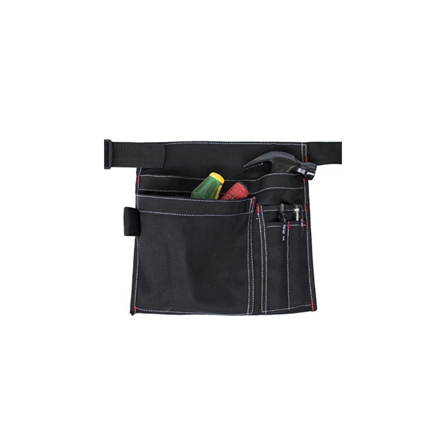 Multifunctional tool thickened multi-pocket canvas waist bag garden pruning special storage waist hanging hardware tool bag - black