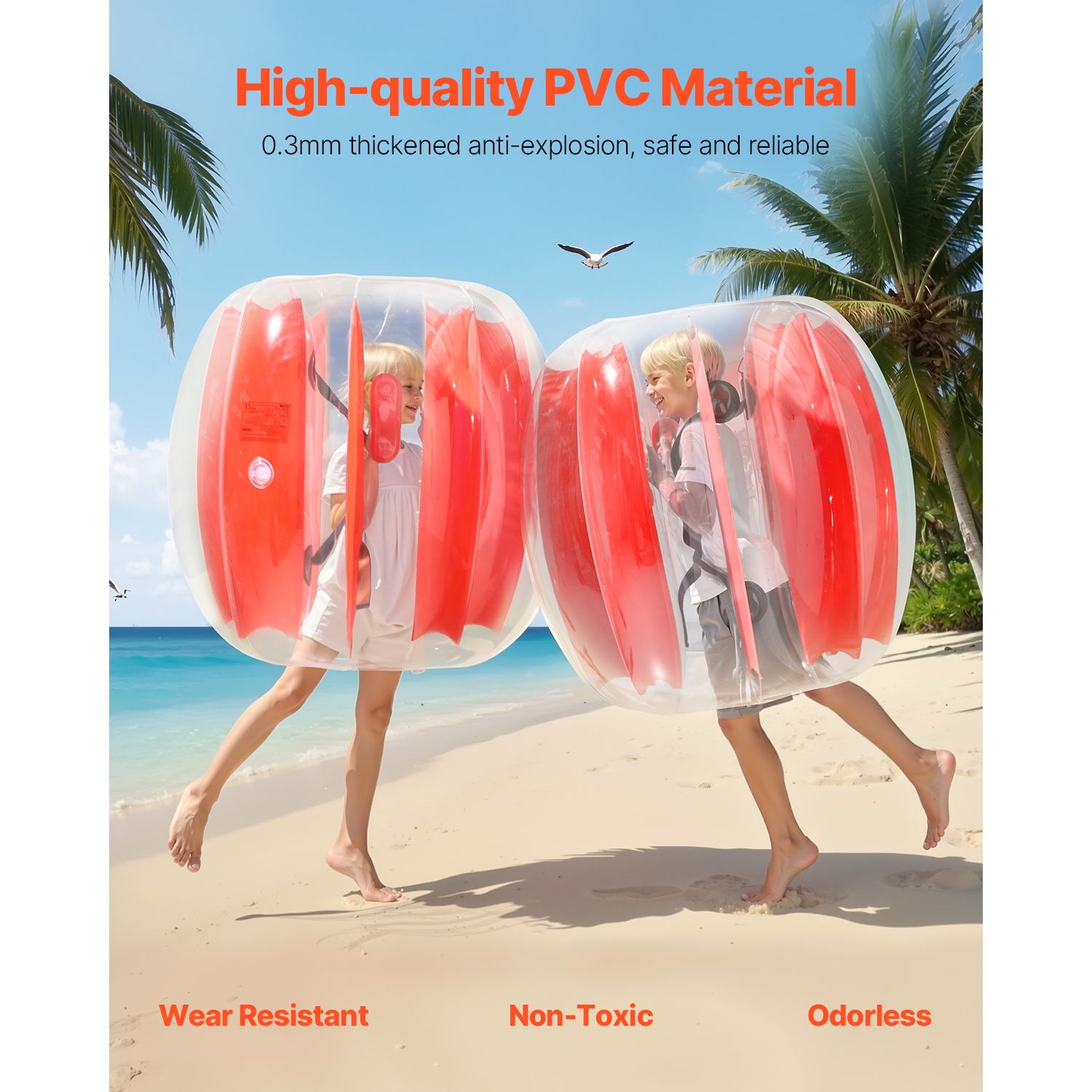 VEVOR 3FT/0.9M Inflatable Bumper Balls 2-Pack, Body Sumo Zorb Ball, Durable Thick PVC Human Hamster Bubble Knocker for Outdoor Sports Team Gaming