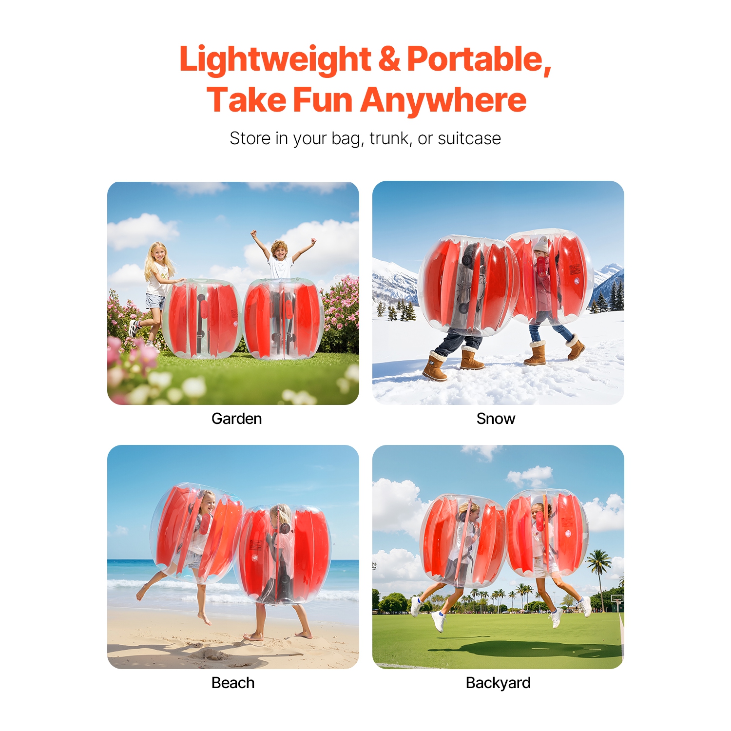 VEVOR 3FT/0.9M Inflatable Bumper Balls 2-Pack, Body Sumo Zorb Ball, Durable Thick PVC Human Hamster Bubble Knocker for Outdoor Sports Team Gaming