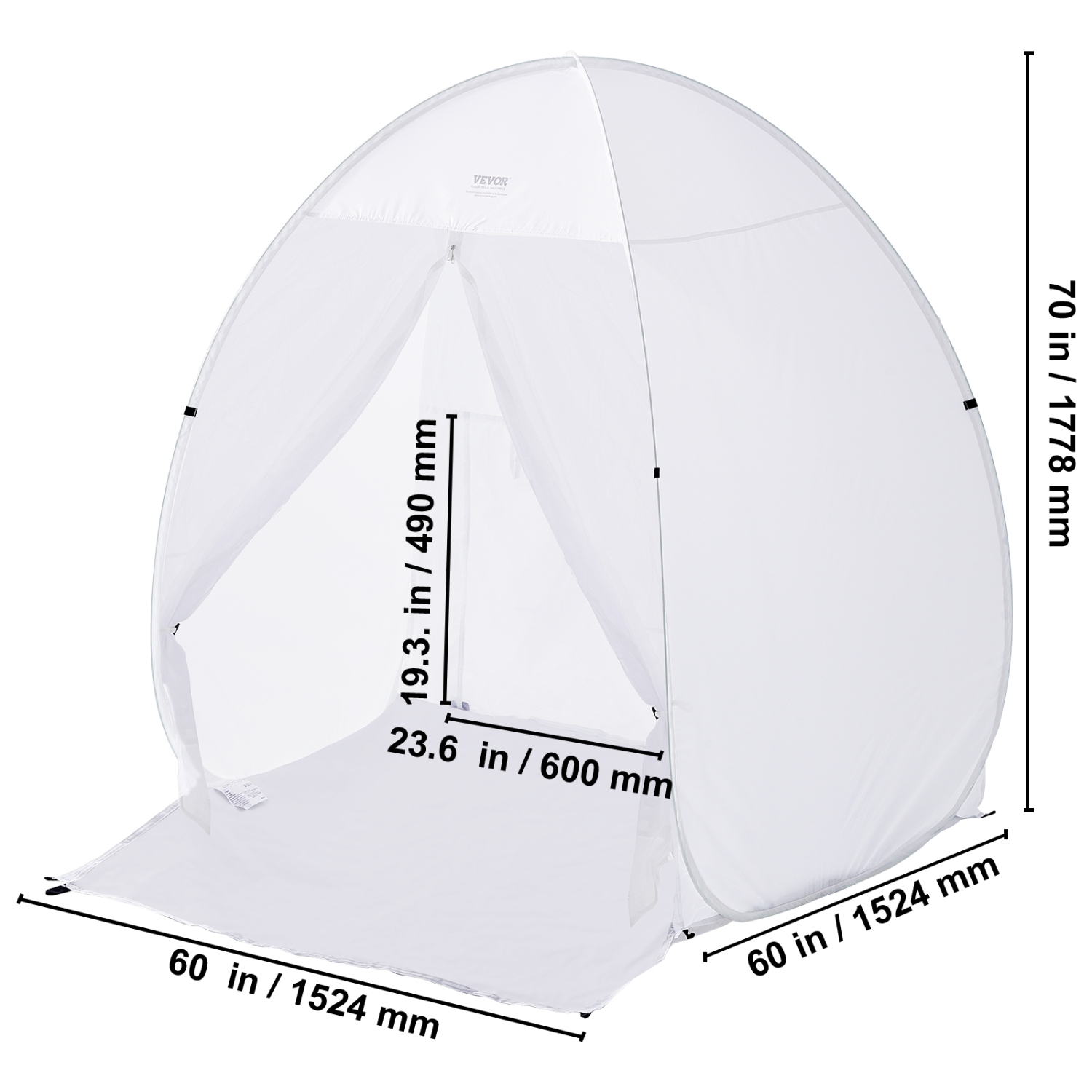 VEVOR 60x60x70in Spray Paint Shelter, Pop-Up Portable Spray Paint Tent with Built-In Floor, Exhaust Window and Storage Bag, Foldable Paint Booth for