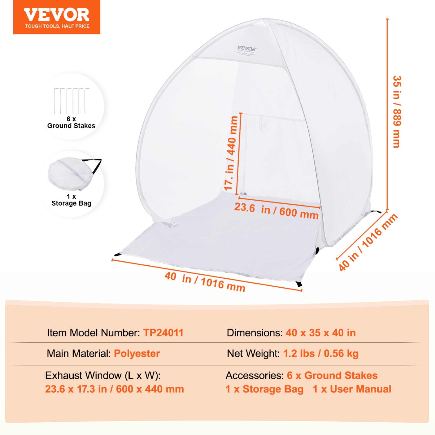 VEVOR 40x35x40in Spray Paint Shelter, Pop-Up Portable Spray Paint Tent with Built-In Floor, Exhaust Window and Storage Bag, Foldable Paint Booth for