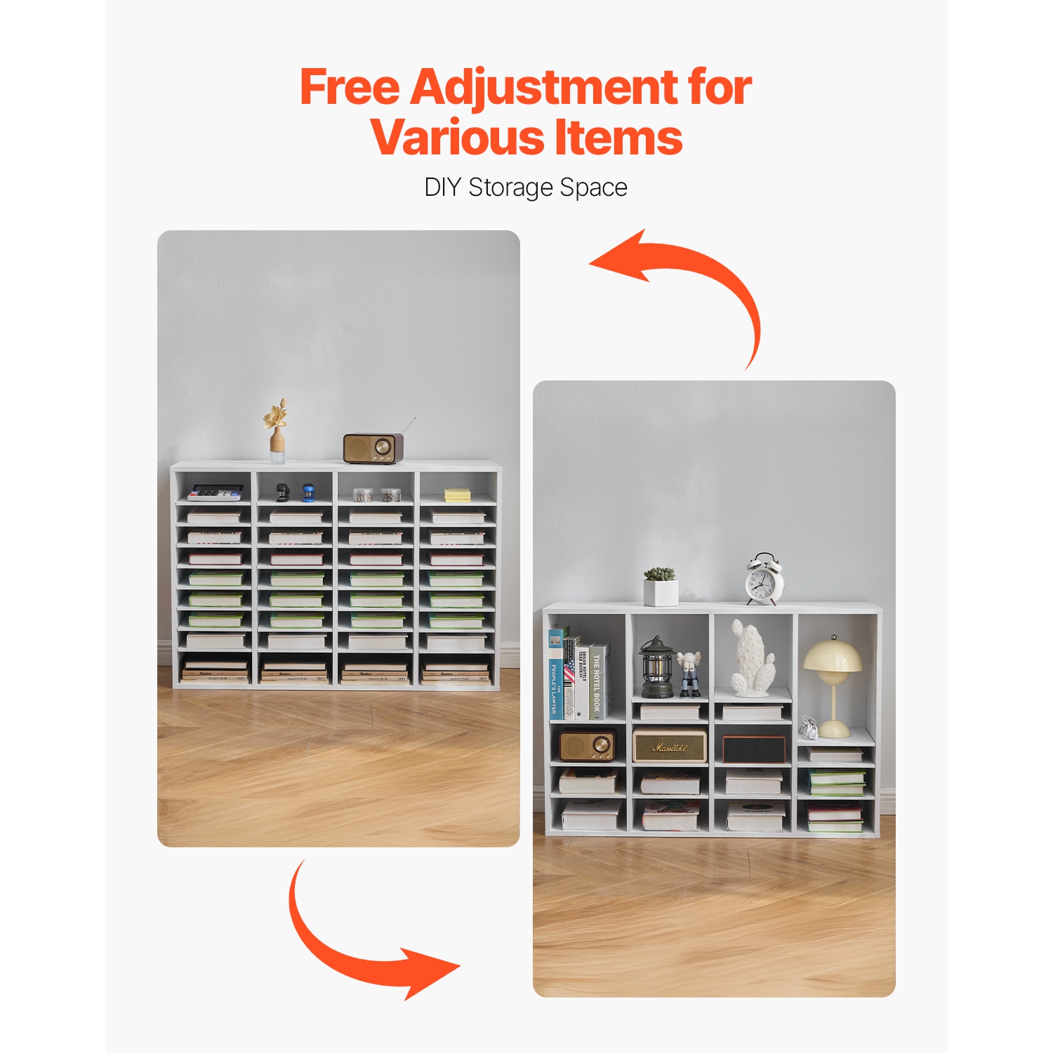 VEVOR – Organisateur à documents à 36 compartiments, boîte aux lettres avec tablettes ajustables, classeur en bois à densité moyenne en panneaux de