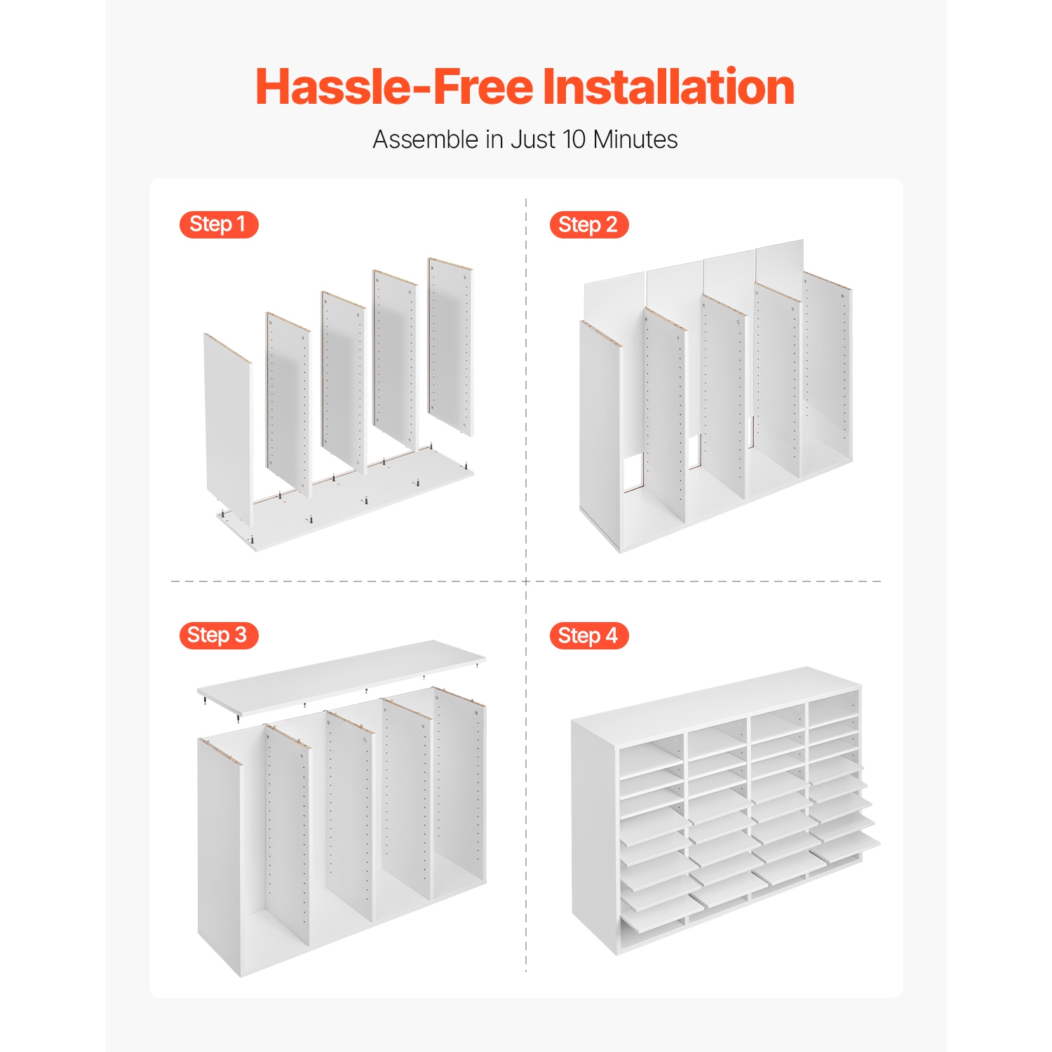 VEVOR – Organisateur à documents à 36 compartiments, boîte aux lettres avec tablettes ajustables, classeur en bois à densité moyenne en panneaux de