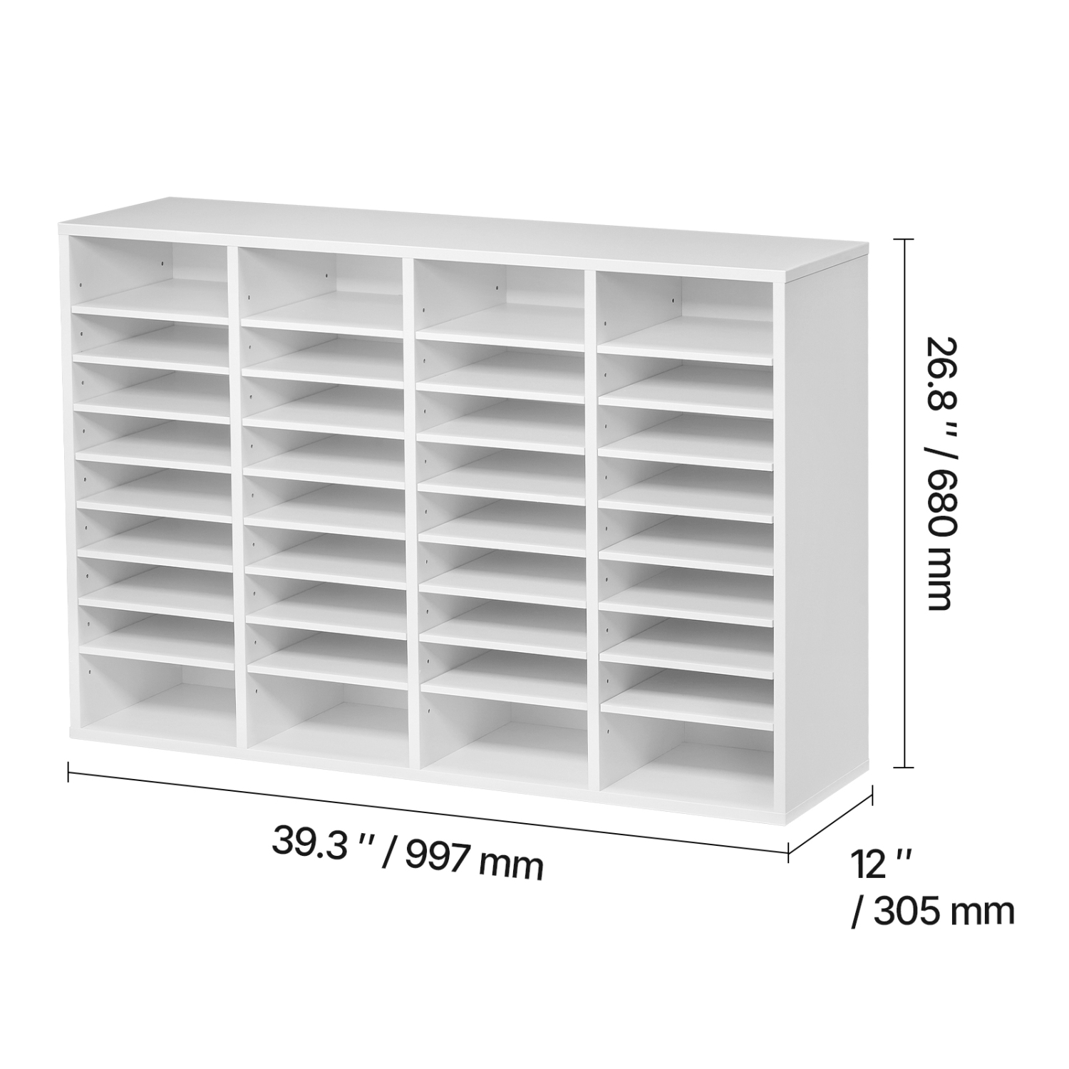 VEVOR – Organisateur à documents à 36 compartiments, boîte aux lettres avec tablettes ajustables, classeur en bois à densité moyenne en panneaux de