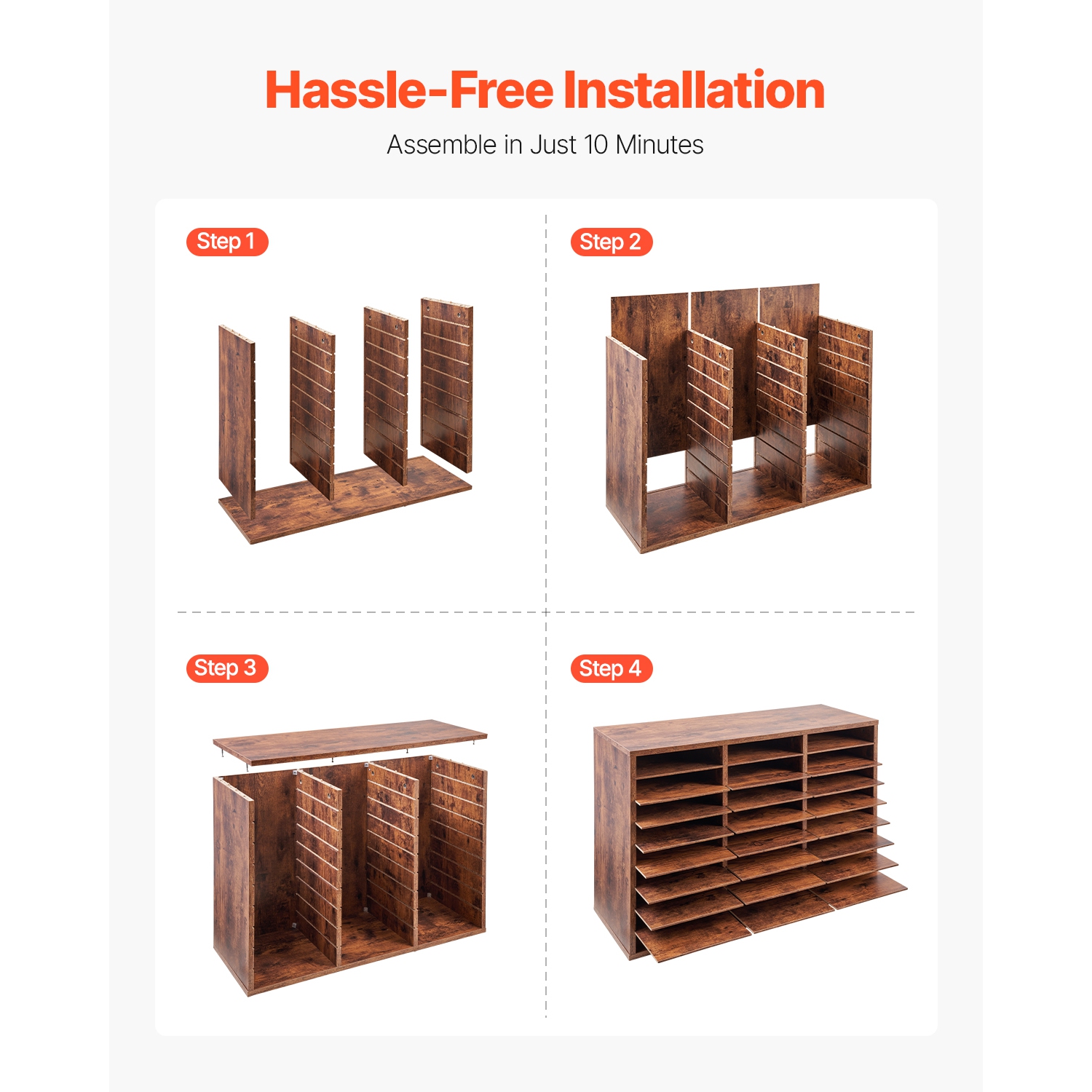 VEVOR 27 Compartments Literature Organizer, Office Mailbox with Removable Shelves, Wood Mailbox Sorter Particle Board Office Home Classroom Storage,