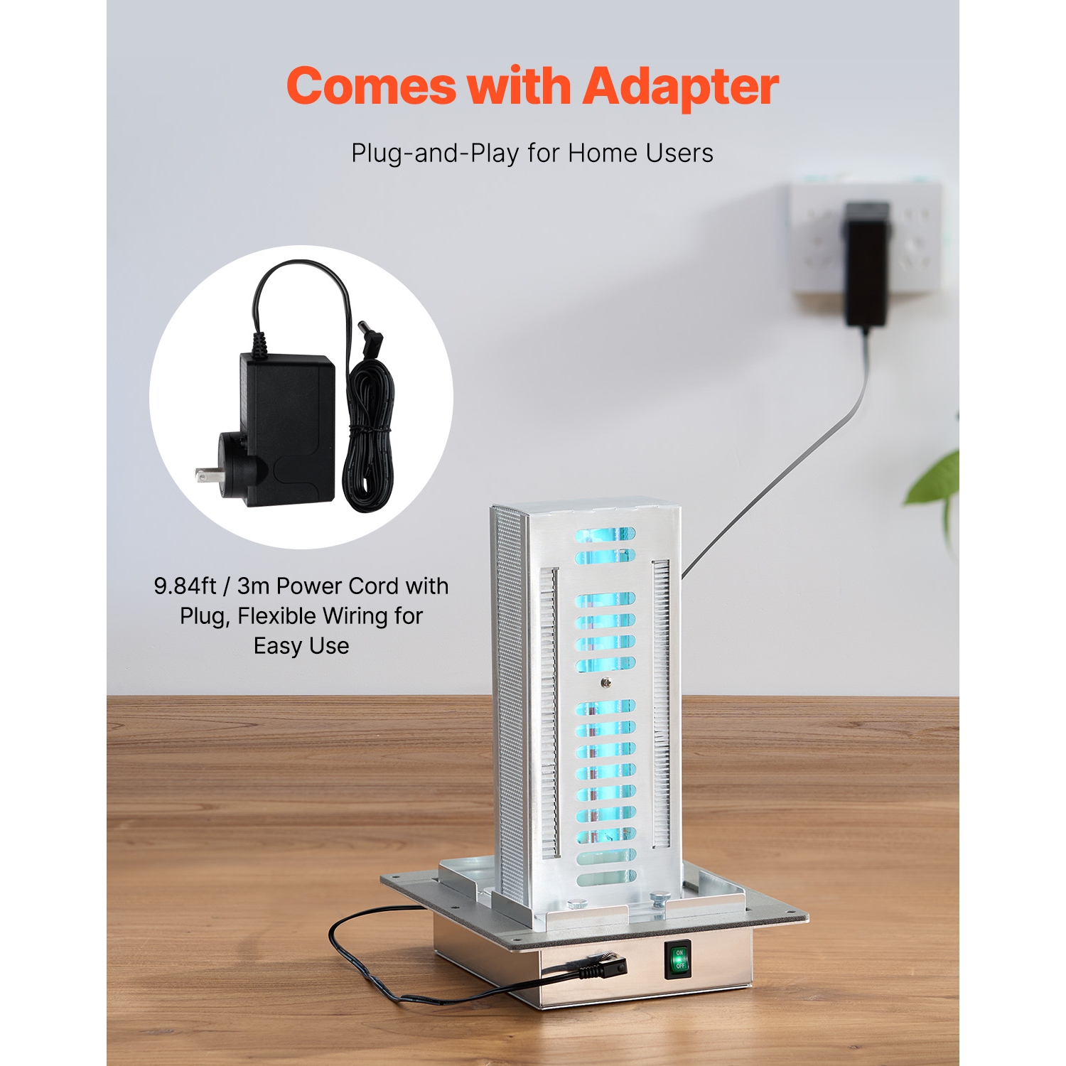 VEVOR 18W 9inch HVAC Air Purifier Whole House, Light in Duct for Ac Duct, Air Scrubber with 2 Bulb, PCO Technology HVAC lights with Power Cord for Ac