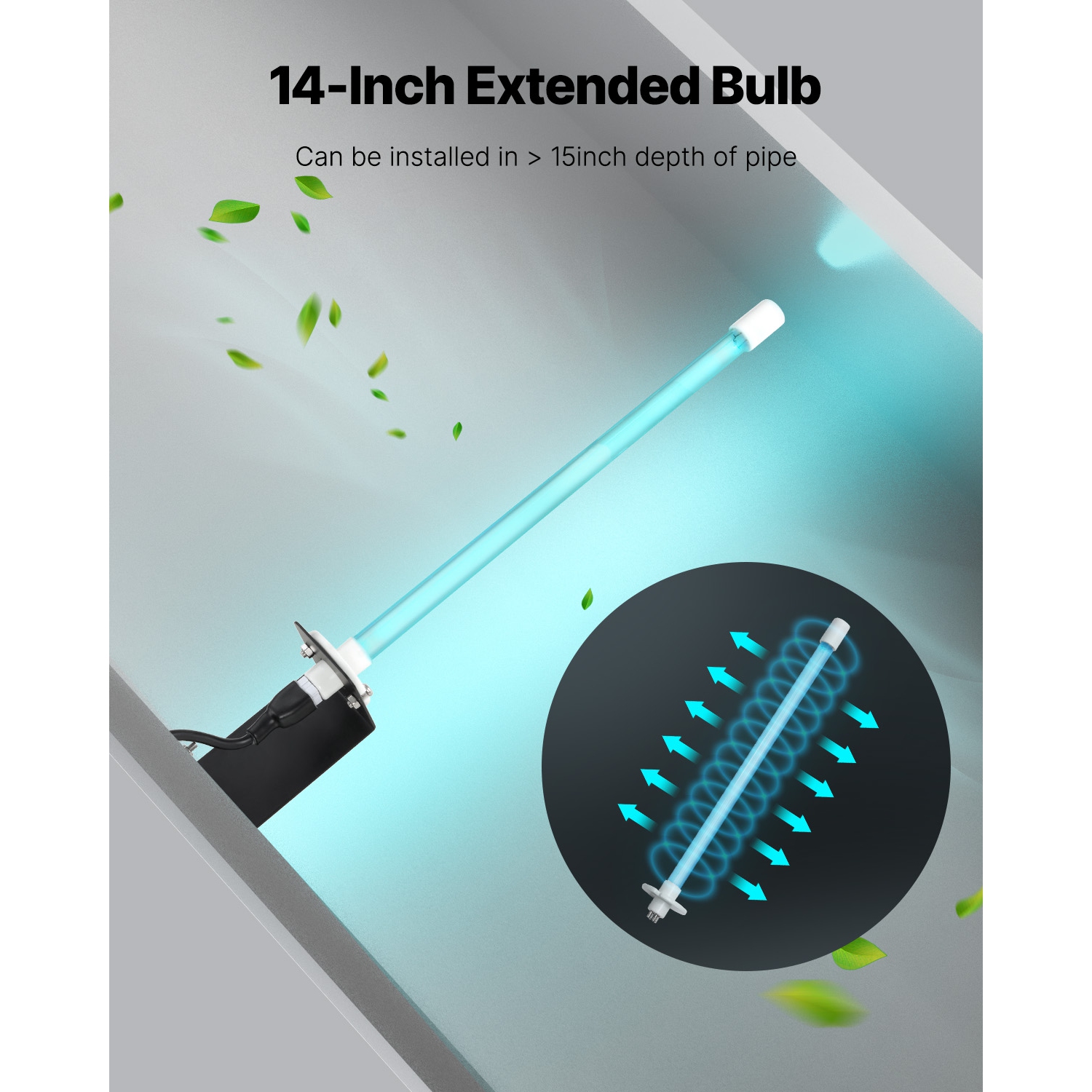 VEVOR 18W 14inch HVAC Air Purifier, UV UVC Light Coil Cleaner with Magnet in Duct for Ac Duct, Air Scrubber with 1 Replacement Bulb,HVAC UV lights