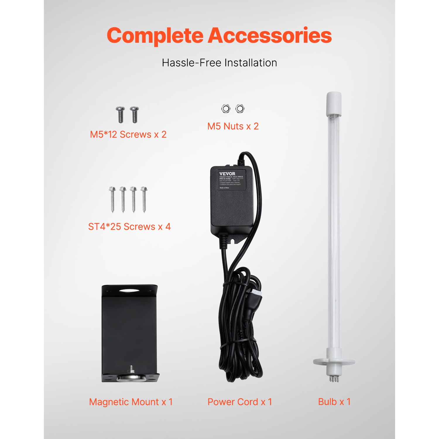 VEVOR 18W 14inch HVAC Air Purifier, UV UVC Light Coil Cleaner with Magnet in Duct for Ac Duct, Air Scrubber with 1 Replacement Bulb,HVAC UV lights