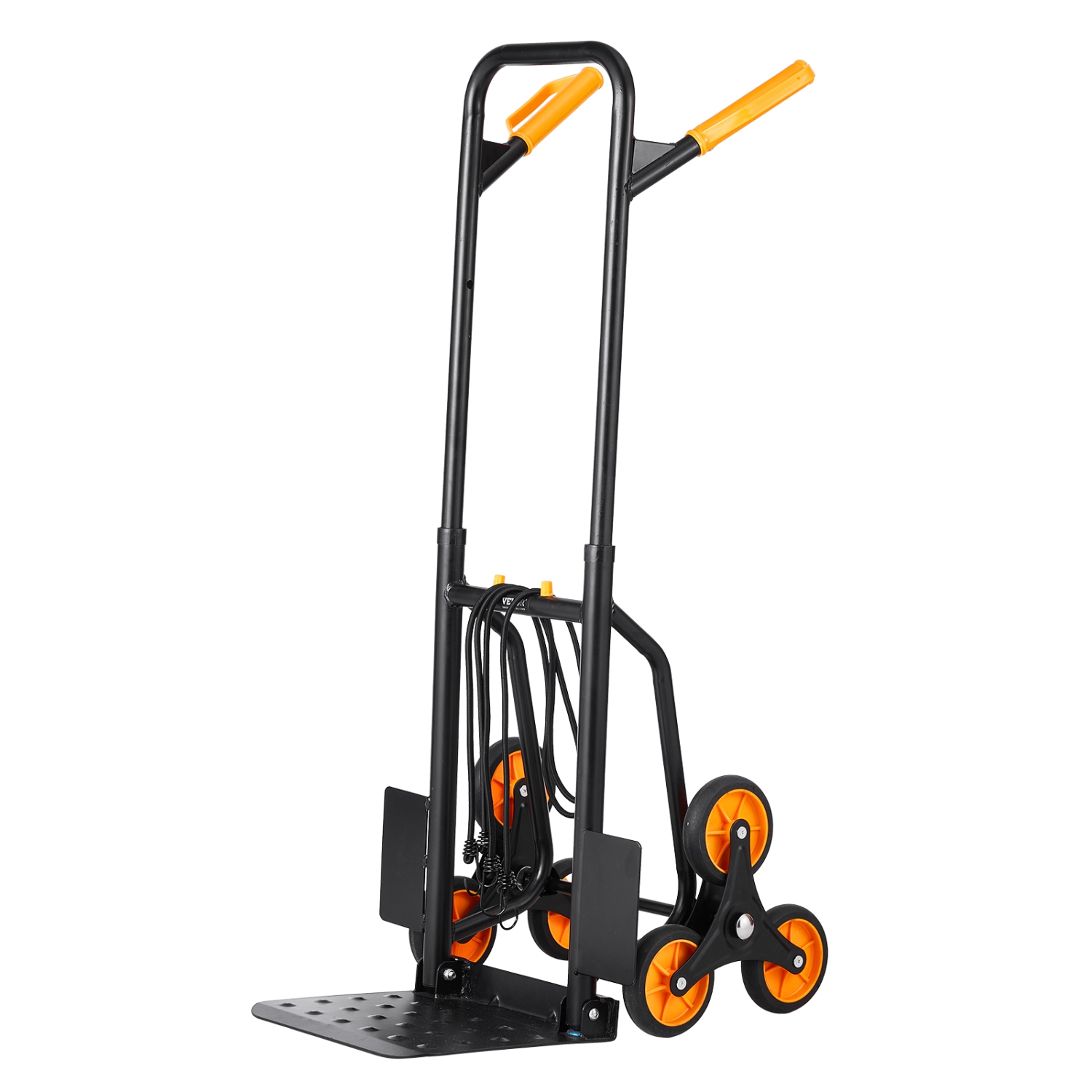 Diable et diable pour monte-marches 440&nbsp;lb de VEVOR, chariot pliable robuste avec poignée double, 6 roulettes et 2 cordes élastiques pour