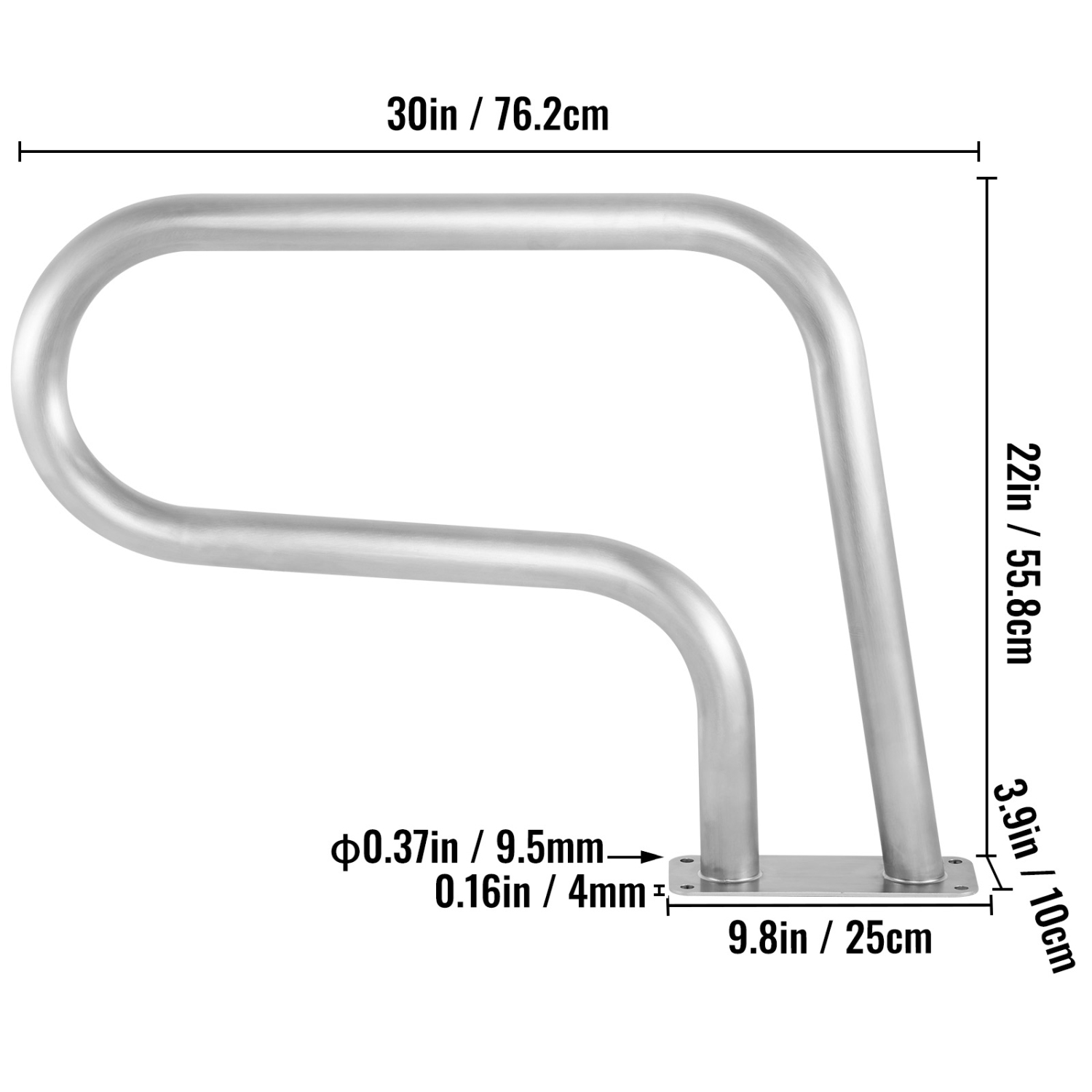 VEVOR 30x22 Pool Railing 304 Stainless Steel 250LBS Load Capacity Silver Rustproof Humanized Swimming Pool Handrail with Blue Grip Cover & M8 Drill