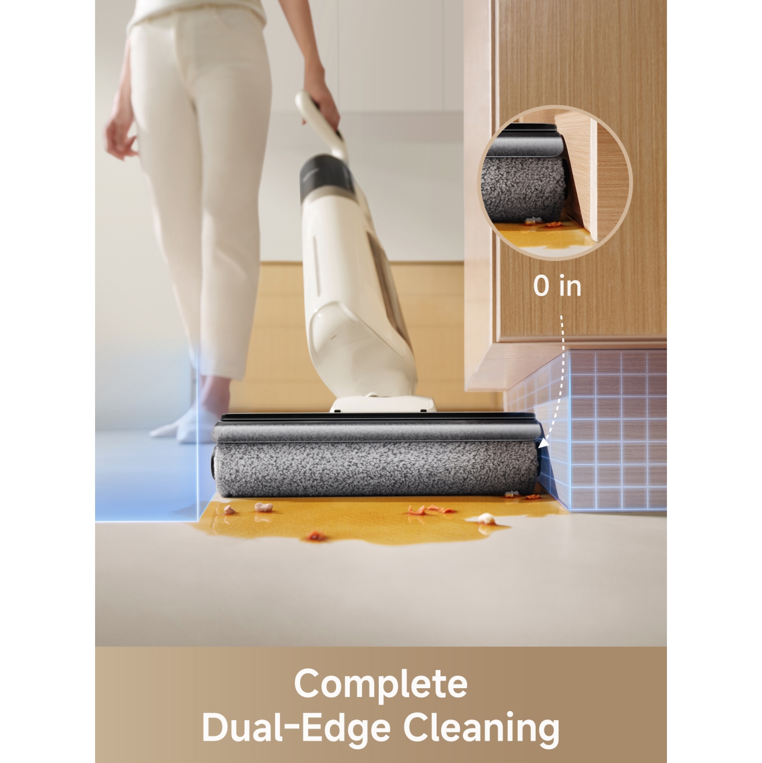 Mova K30 Mix Wet Dry Vacuum Cleaner, 4-in-1 Cordless Vacuum for Multi-Surface, 180° Lie-Flat Reach, 30Min 140°F Hot Air Drying, 0in Dual Edge,