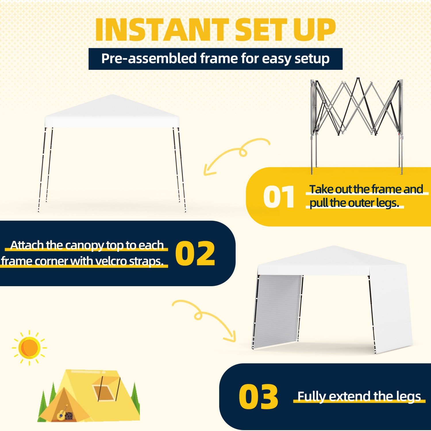 EROMMY 10x10 FT Pop Up Canopy Tent with 2 Sidewalls - Waterproof Instant Shelter for Outdoor Events, Farmers Markets, Backyard Parties - White