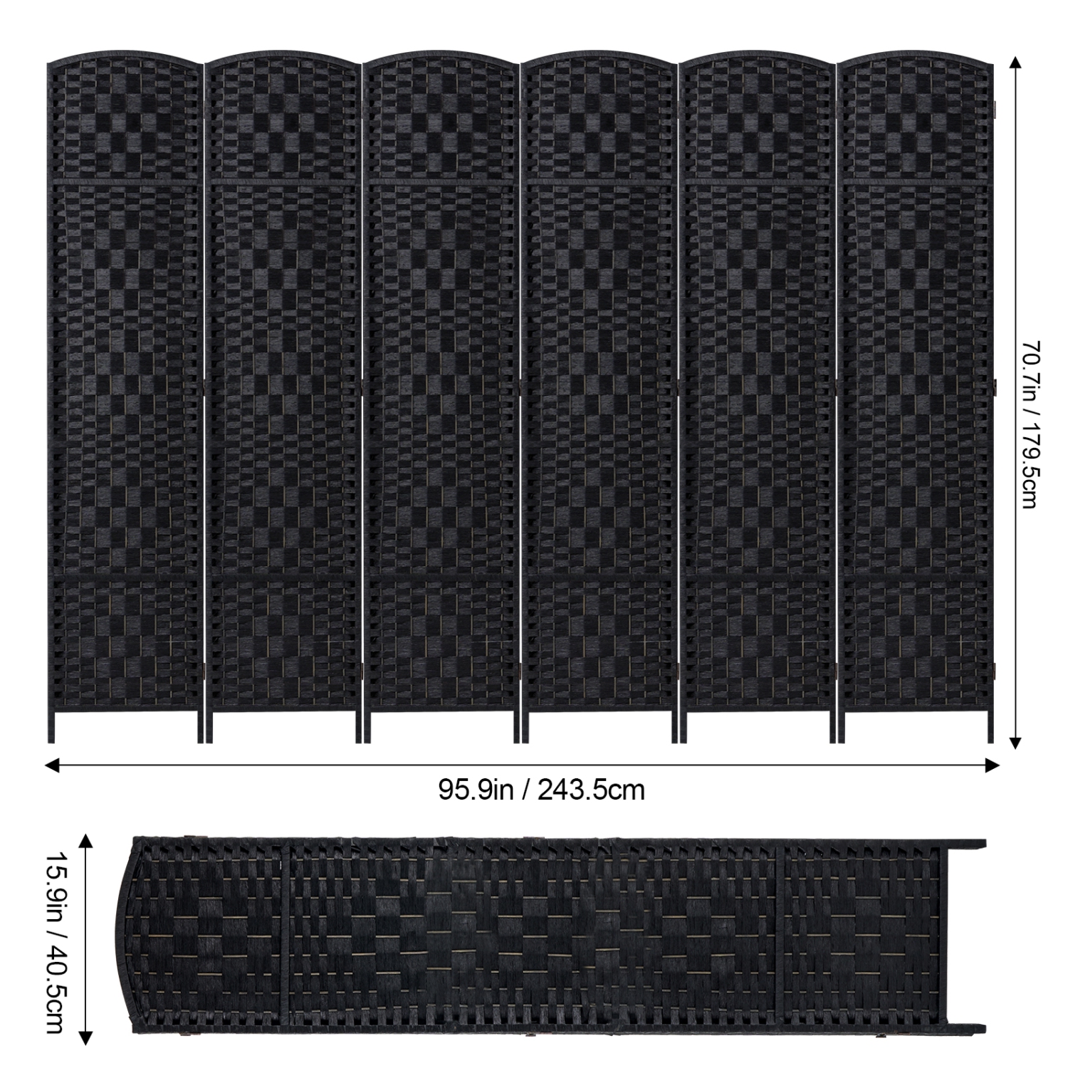 Séparateur de pièce VEVOR 6 panneaux, écrans d'intimité pliants tissés à la main avec charnières, séparateurs de pièce portatifs et autonomes et