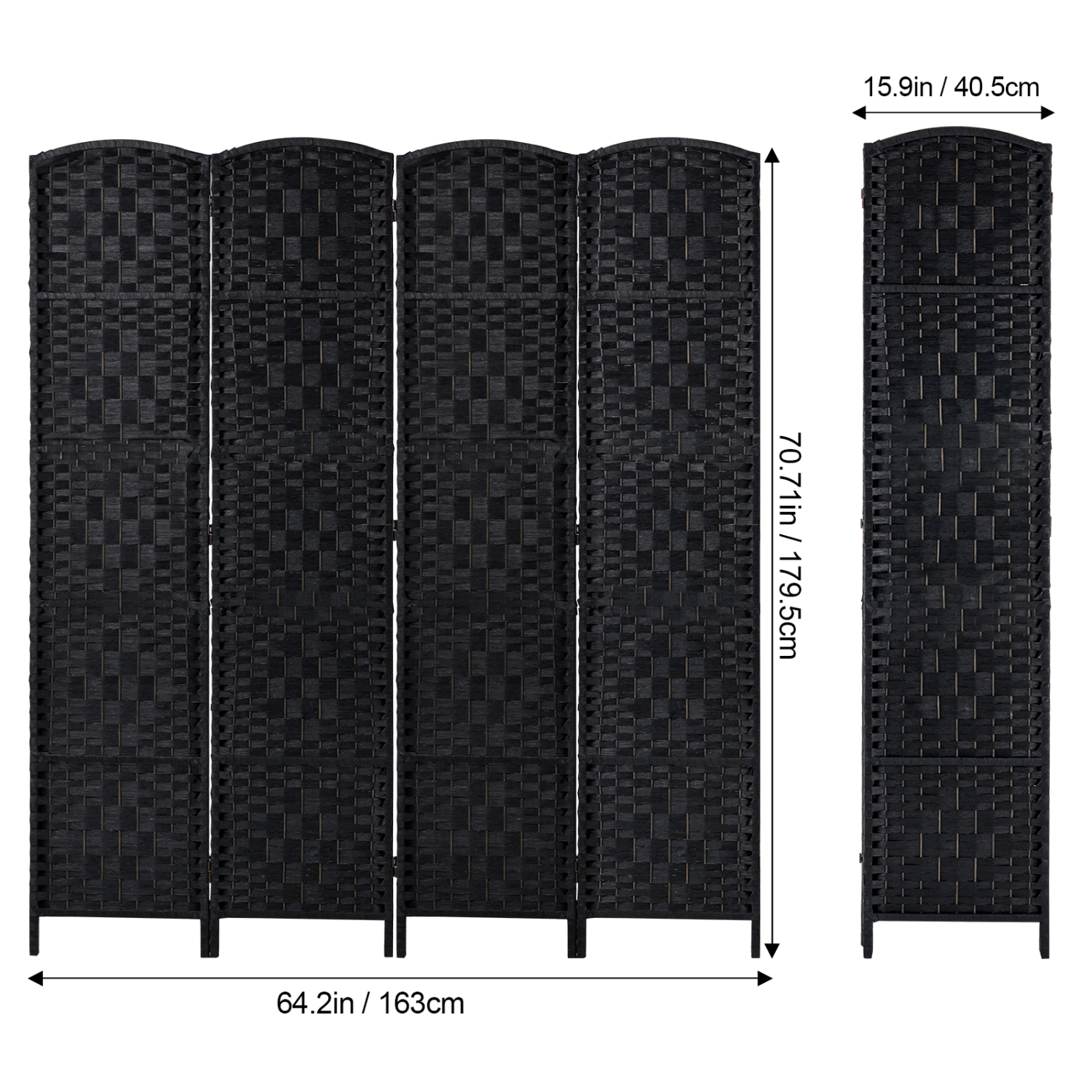 Séparateur de pièce VEVOR 4 panneaux, écrans d'intimité pliants tissés à la main avec charnières, séparateurs de pièce portatifs et autonomes et