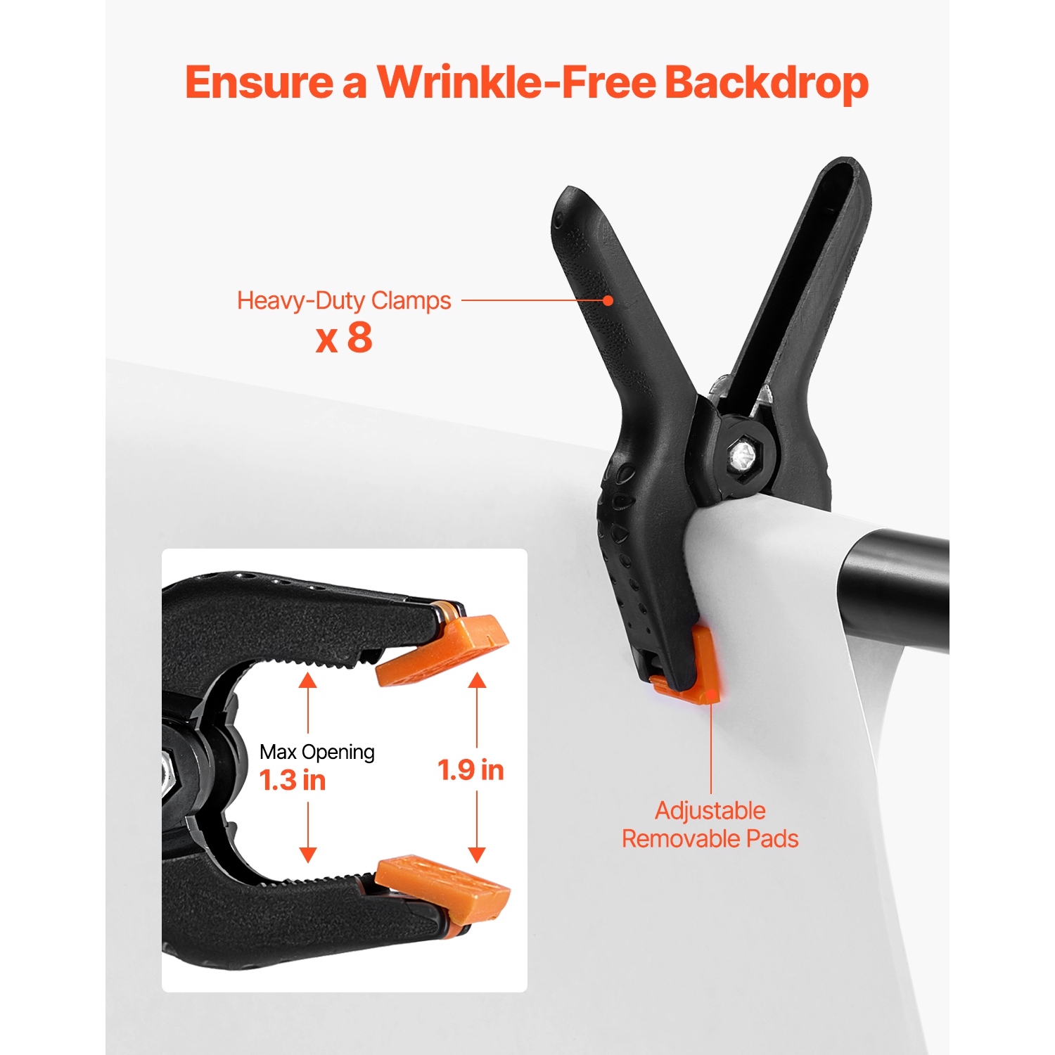 VEVOR 7 x 10 ft Backdrop Stand, Adjustable Photo Backdrop Stand Kit, Portable Background Backdrop Stand with 3 Crossbars, Heavy Duty Projector Screen