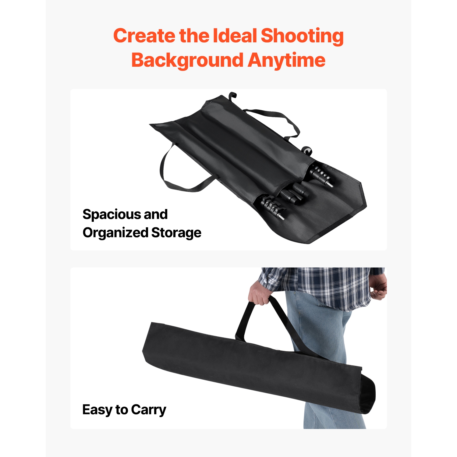 VEVOR 7 x 10 ft Backdrop Stand, Adjustable Photo Backdrop Stand Kit, Portable Background Backdrop Stand with 3 Crossbars, Heavy Duty Projector Screen