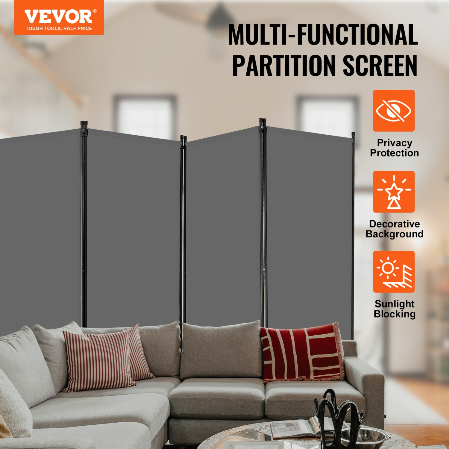 VEVOR Room Divider, 4 Panels Room Divider, Folding Privacy Screen and Portable Partition Divider for Room Separation, Freestanding Room Partitions