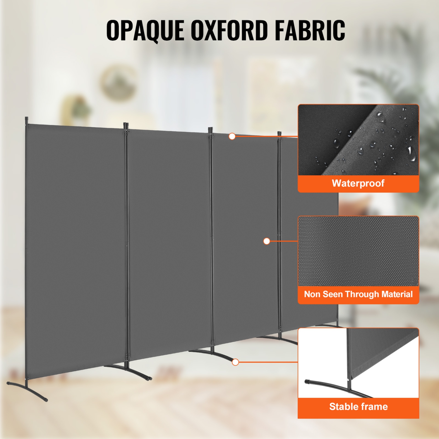 VEVOR Room Divider, 4 Panels Room Divider, Folding Privacy Screen and Portable Partition Divider for Room Separation, Freestanding Room Partitions
