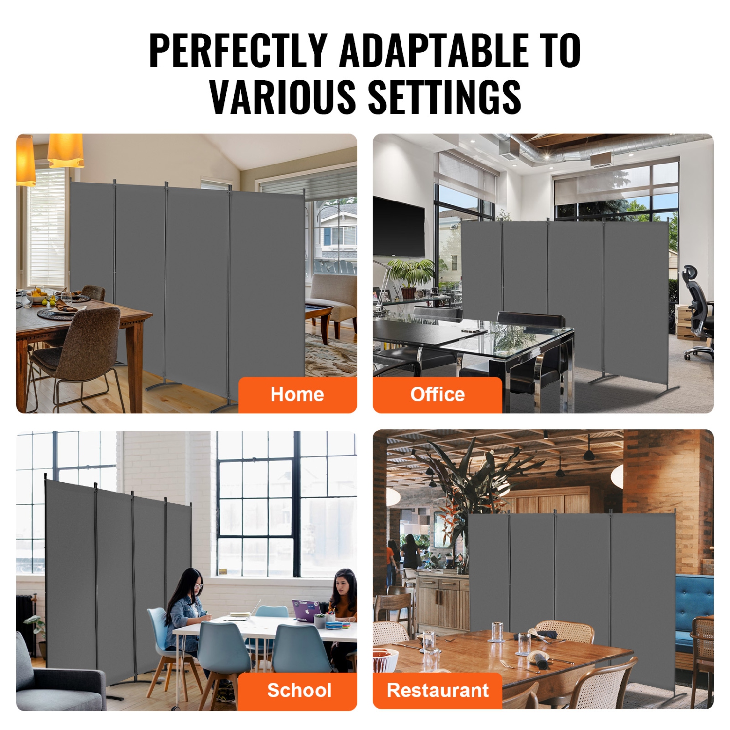 VEVOR Room Divider, 4 Panels Room Divider, Folding Privacy Screen and Portable Partition Divider for Room Separation, Freestanding Room Partitions