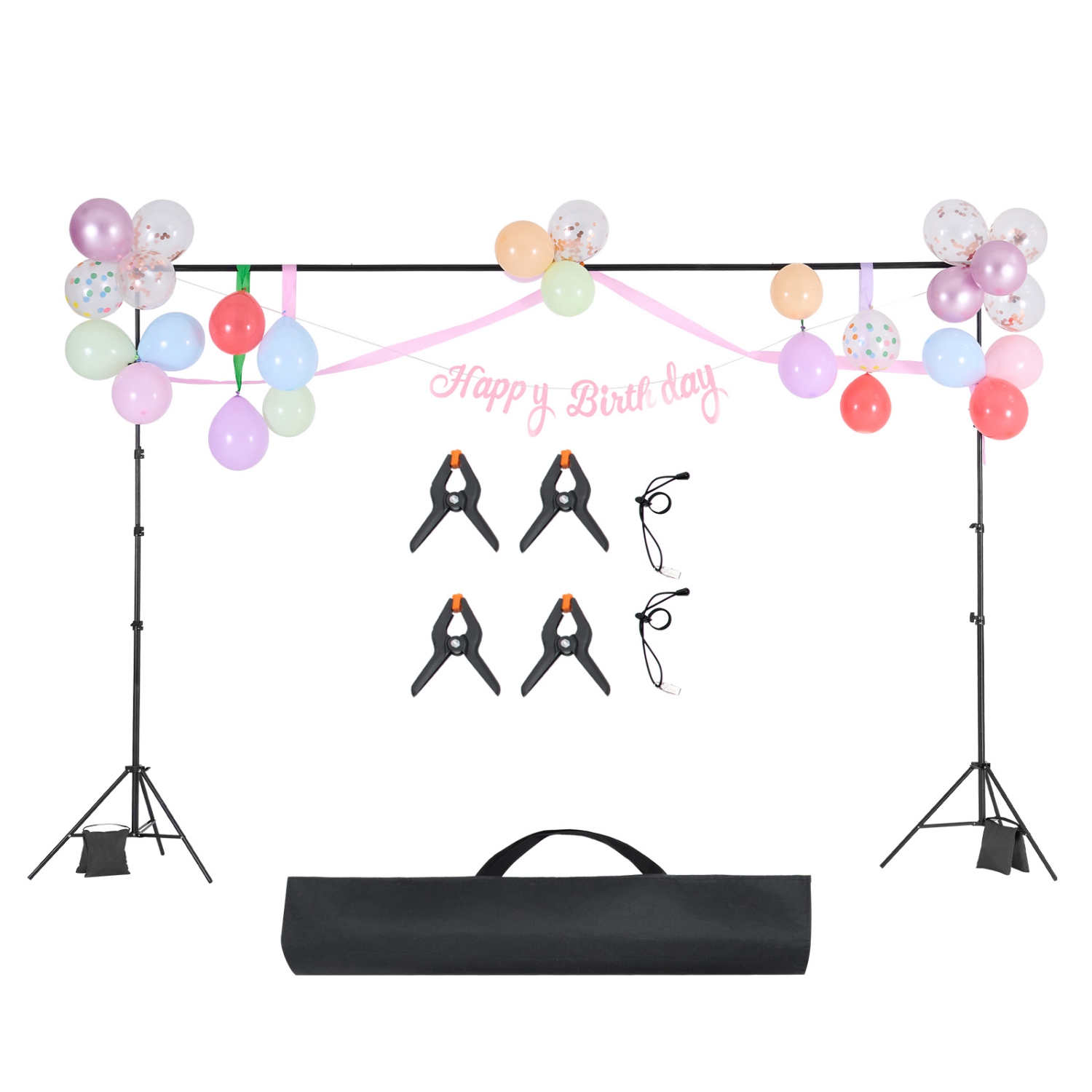 VEVOR 10 x 10 ft Backdrop Stand, Adjustable Photo Backdrop Stand Kit, Portable Background Backdrop Stand with 4 Crossbars, Heavy Duty Projector