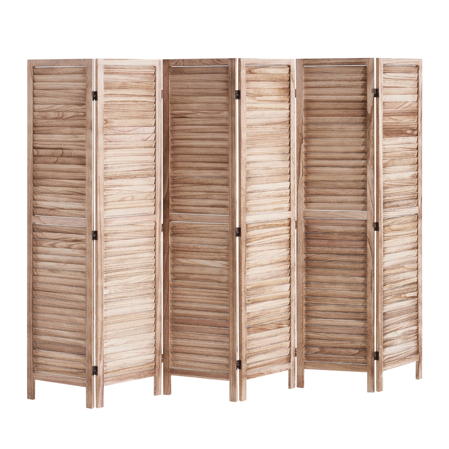 VEVOR 6 Panel Wood Room Divider, Wood Folding Privacy Screen, 66.9 Inches&nbsp;Tall Indoor Louvered Partition Divider, Portable Decoration Screen,