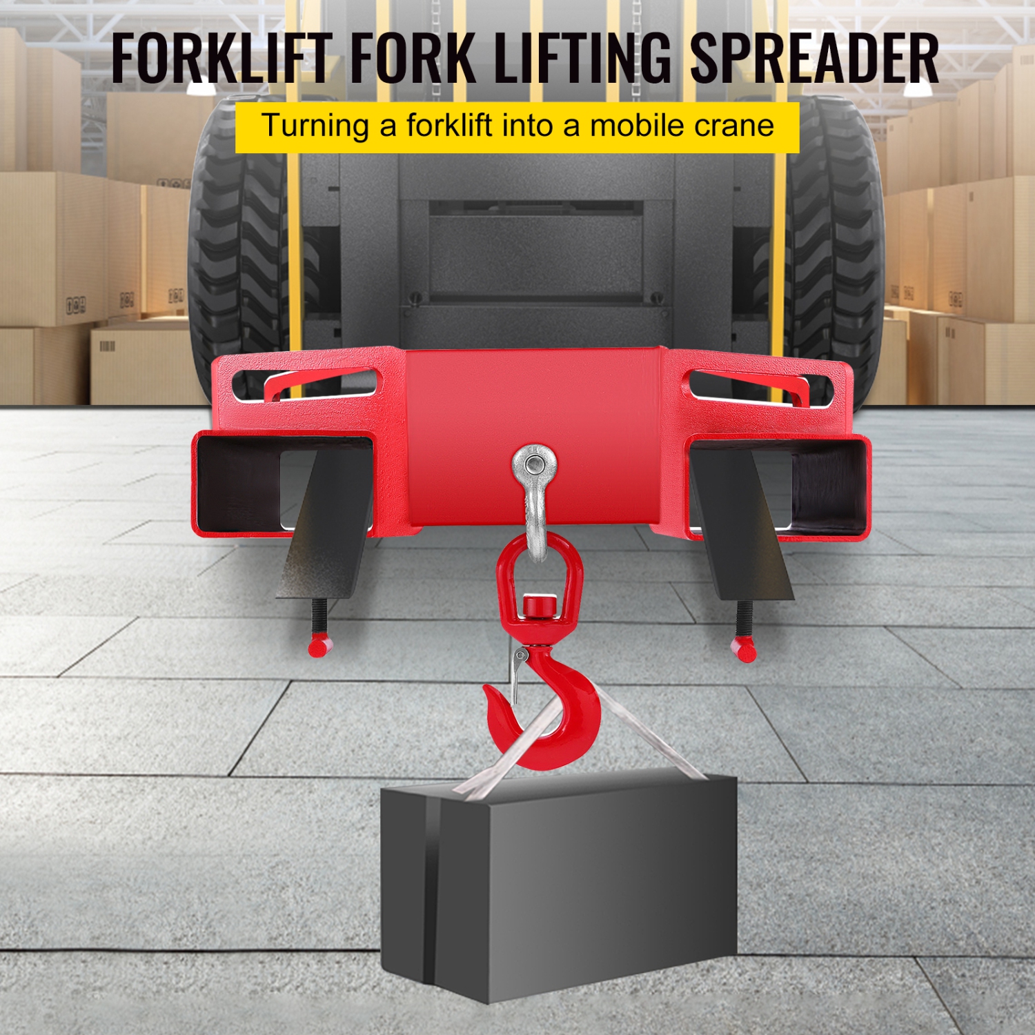 VEVOR 3 Ton Forklift Lifting Hook 6000 LBS/3000KG Capacity Lift Truck Fork Hoist Swivel Hook Mobile Crane Forklift Attachments