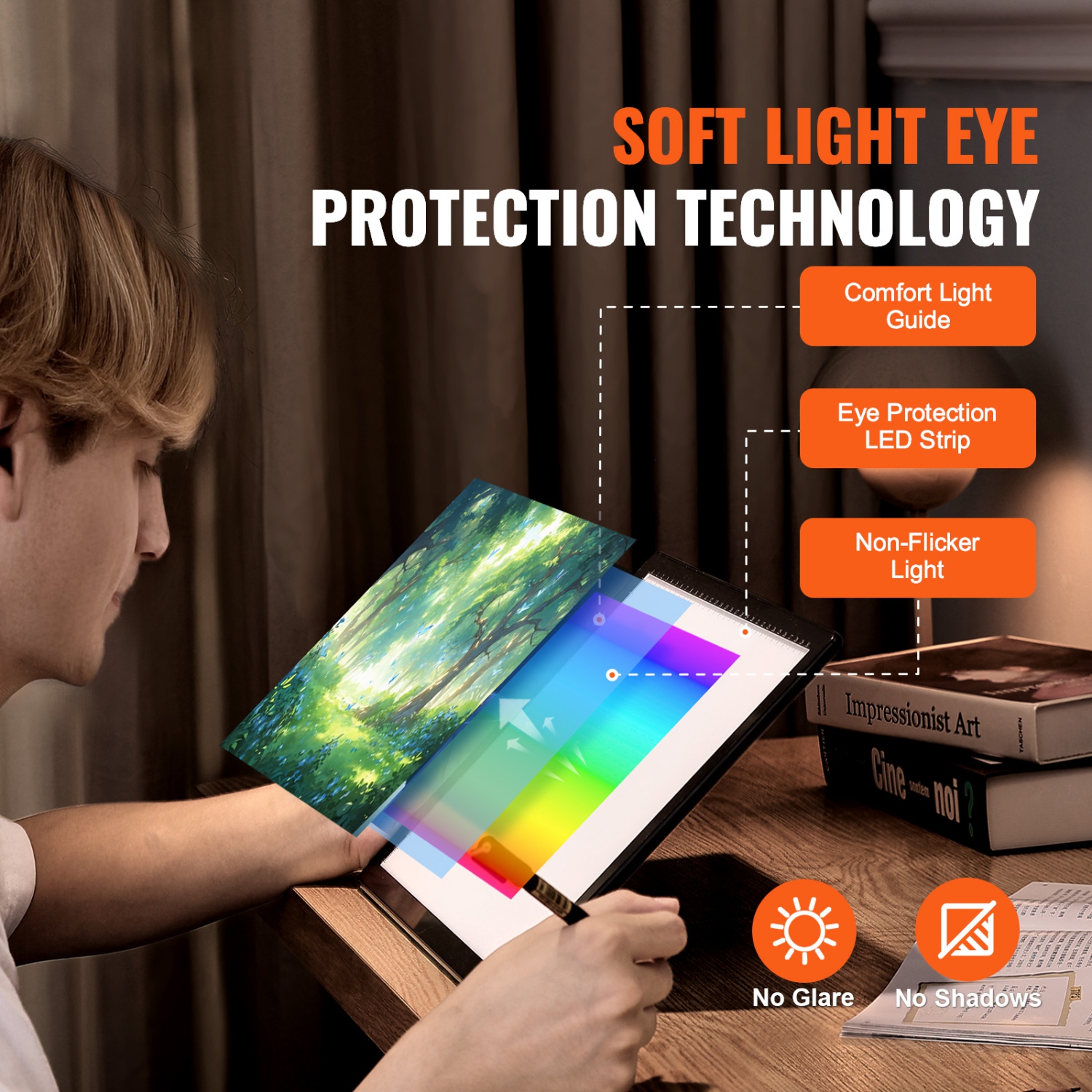 VEVOR A4 Light Board, LED Light Pad with 3 Level Brightness, USB Powered Light Table for Tracing, for Diamond Painting, Animation, Sketching,