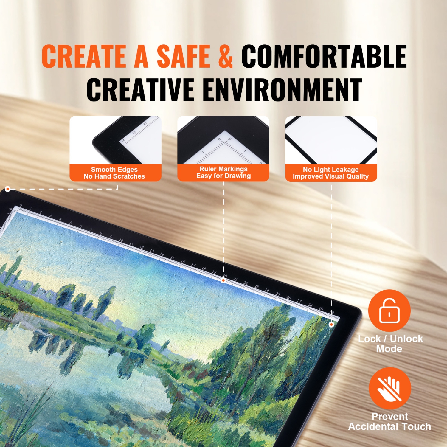 VEVOR A4 Light Board, LED Light Pad with 3 Level Brightness, USB Powered Light Table for Tracing, for Diamond Painting, Animation, Sketching,