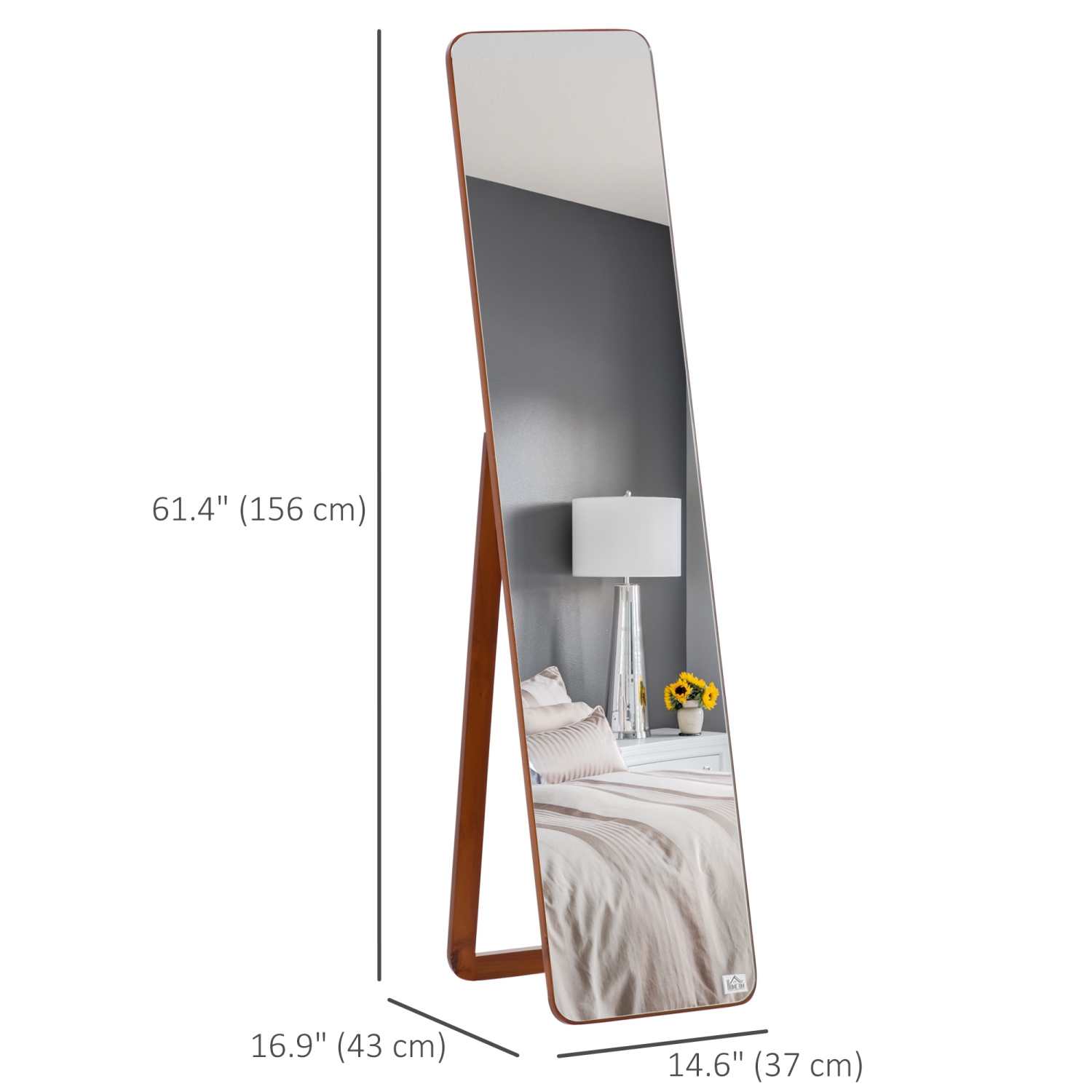 HOMCOM 61"x15" Full Length Mirror, Floor Standing, Wall-Mounted or Leaning Against Wall, Rectangular Full Body Mirror for Bedroom, Living Room, Light