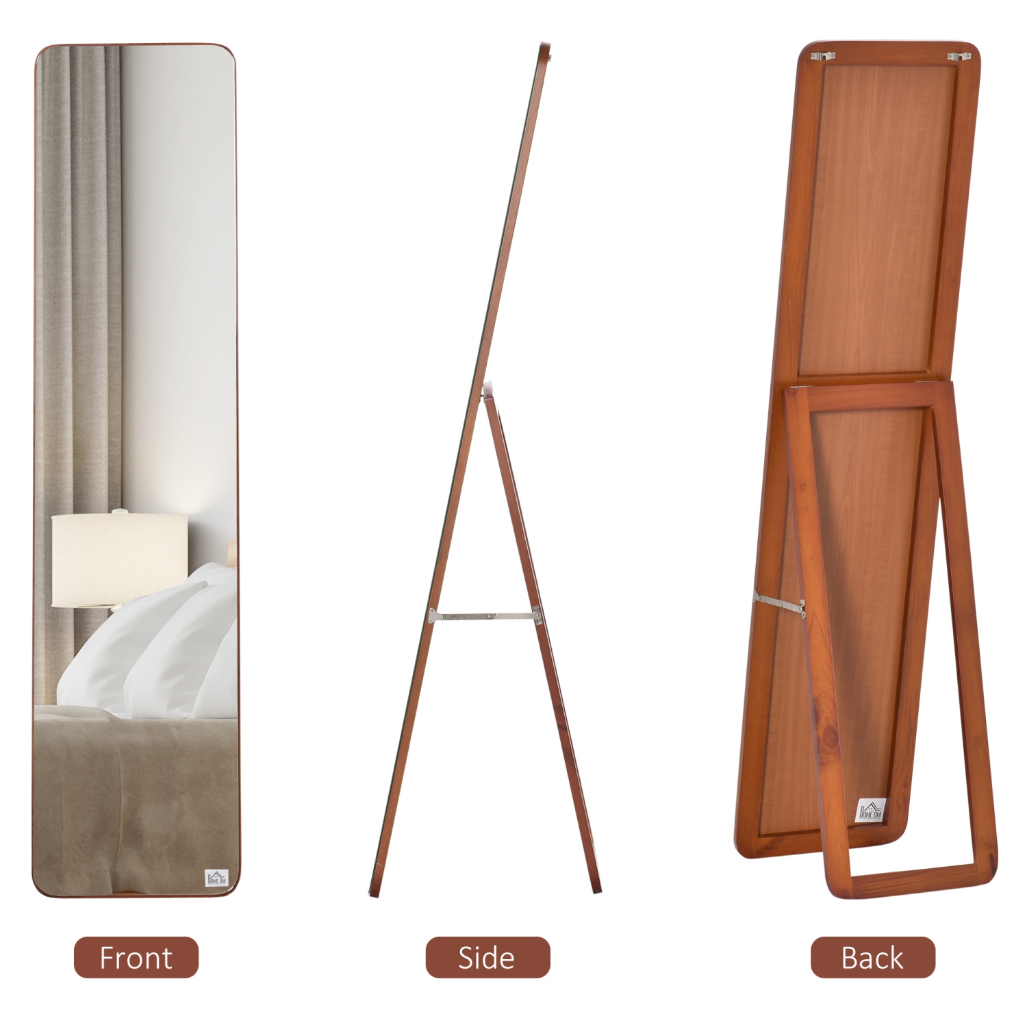 HOMCOM 61"x15" Full Length Mirror, Floor Standing, Wall-Mounted or Leaning Against Wall, Rectangular Full Body Mirror for Bedroom, Living Room, Light