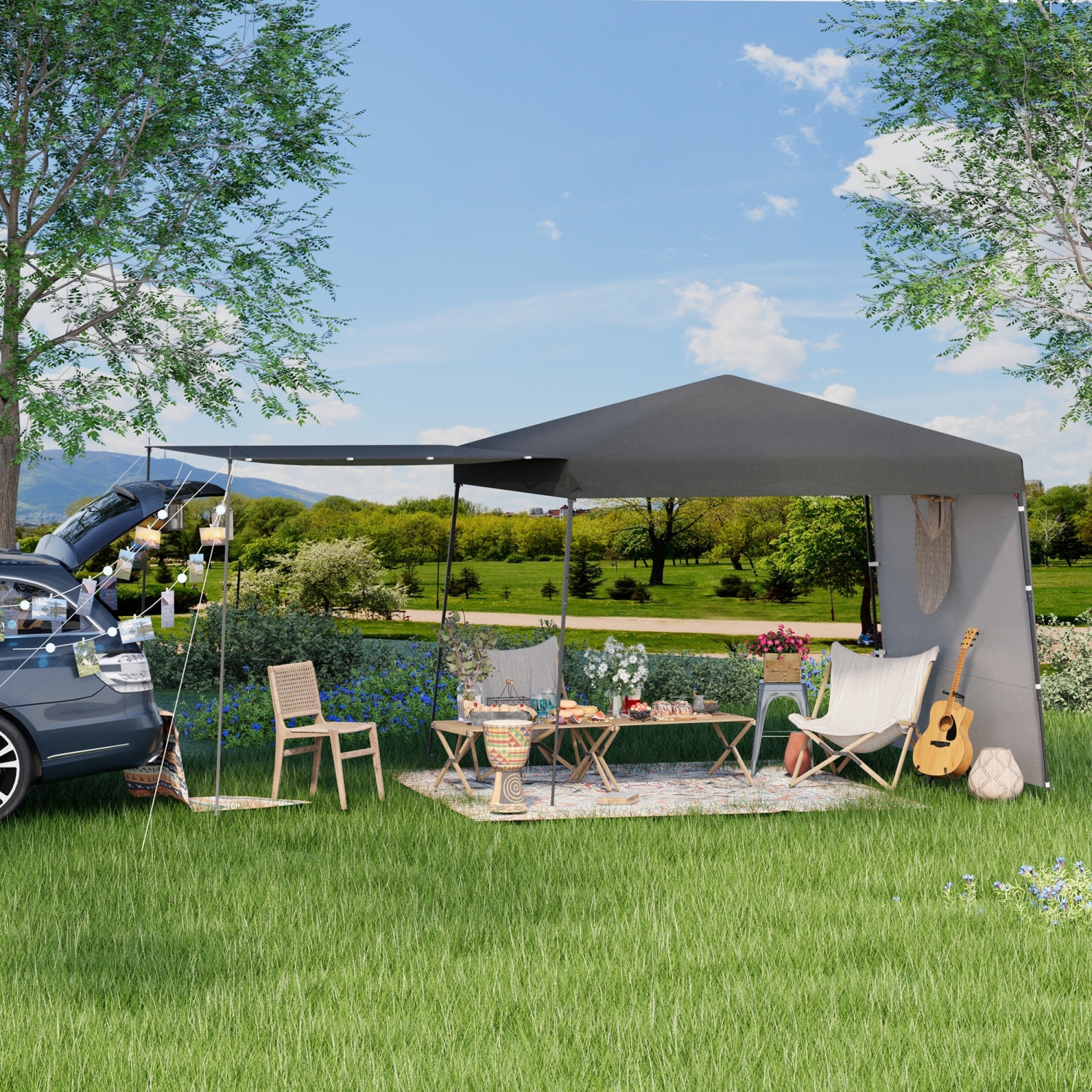 EROMMY 10x10 FT Commercial Canopy Tent - Waterproof UV Protection Sun Shade, 2 Sidewalls Included, Quick Setup Pop Up Tent for Vendors, Festivals,