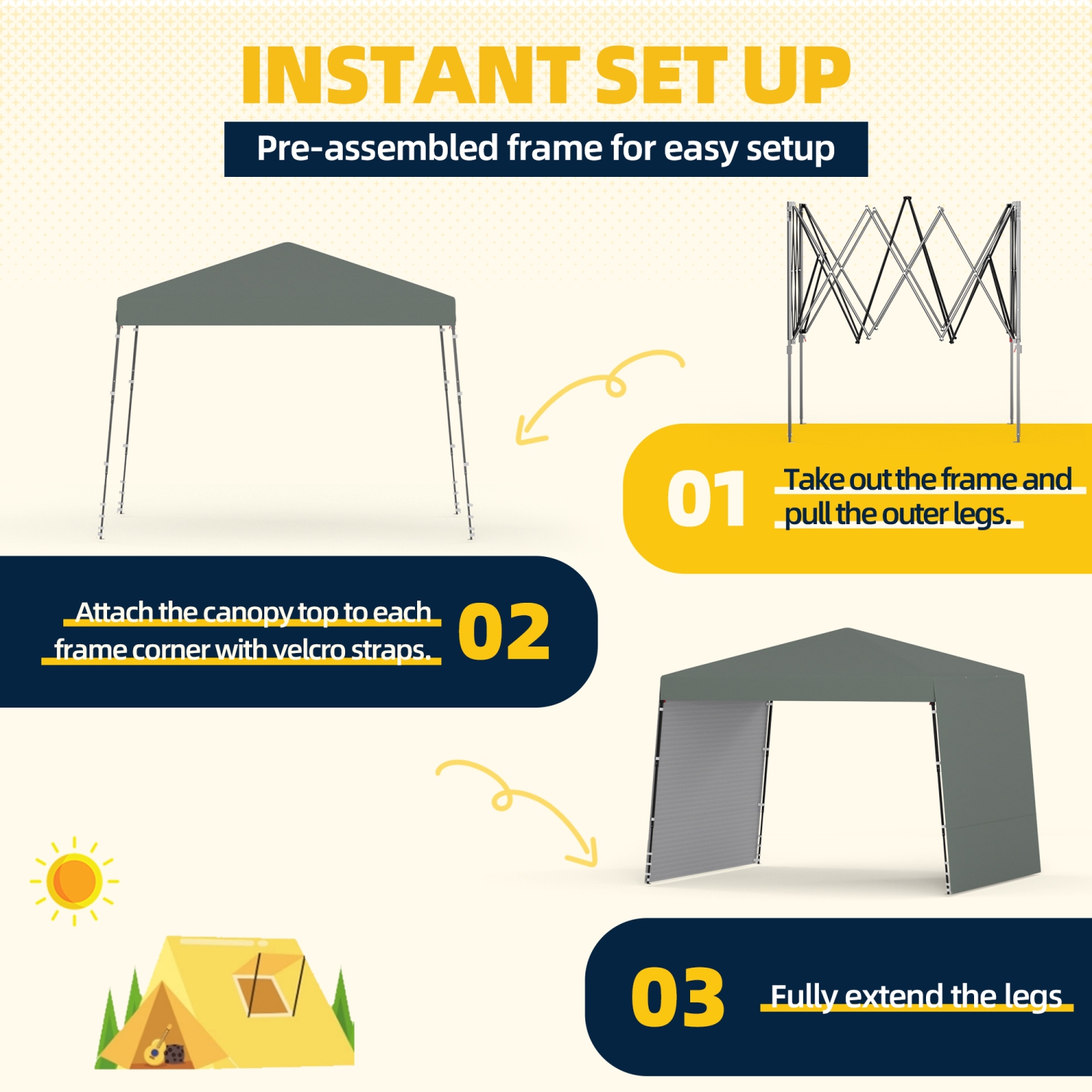 EROMMY 10x10 FT Commercial Canopy Tent - Waterproof UV Protection Sun Shade, 2 Sidewalls Included, Quick Setup Pop Up Tent for Vendors, Festivals,