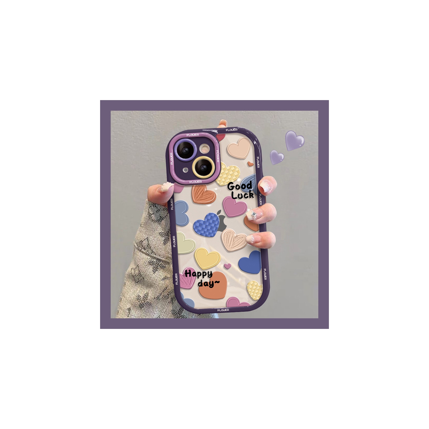 Étui pour téléphone cellulaire anti-chute plein écran coloré Love