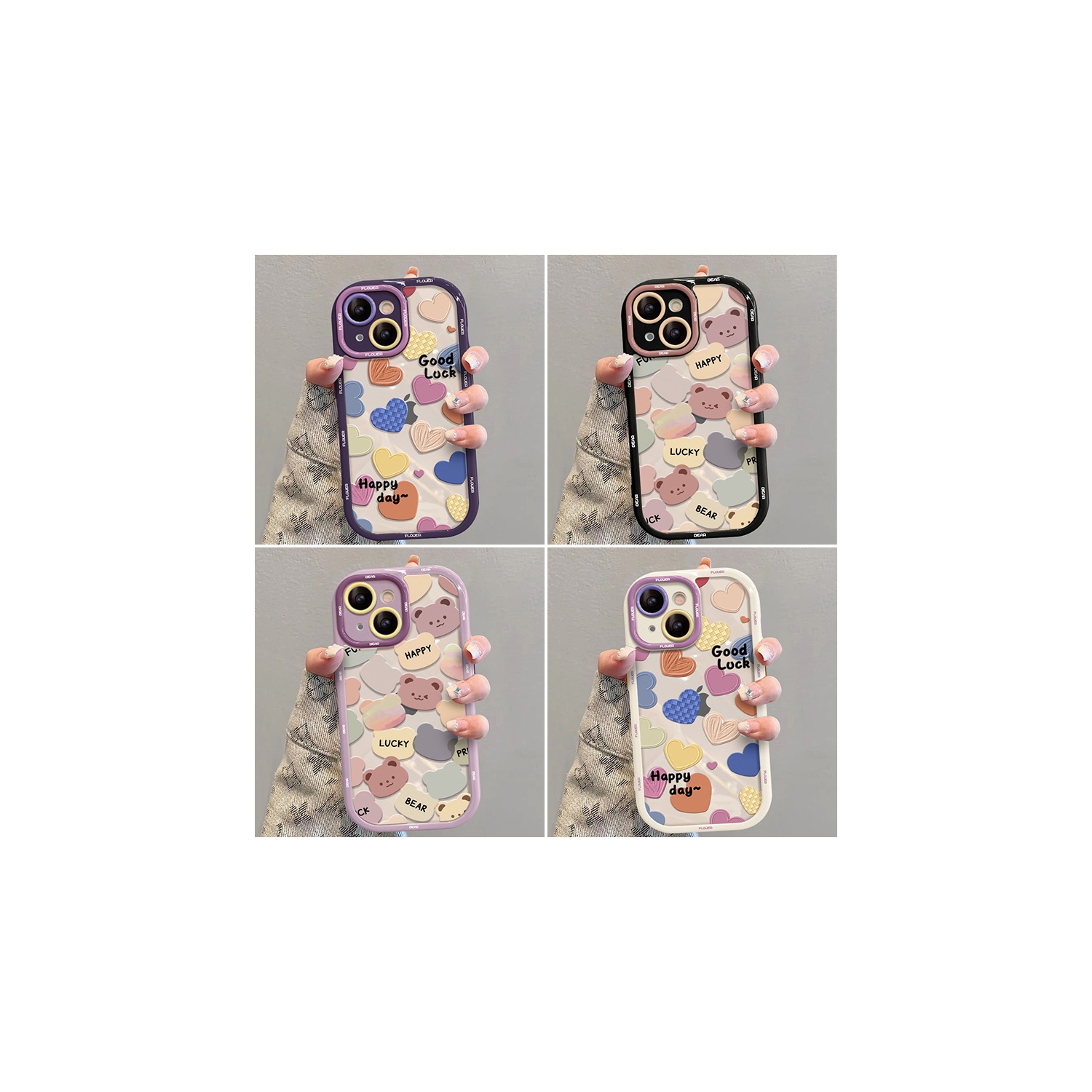 Étui pour téléphone cellulaire anti-chute plein écran coloré Love