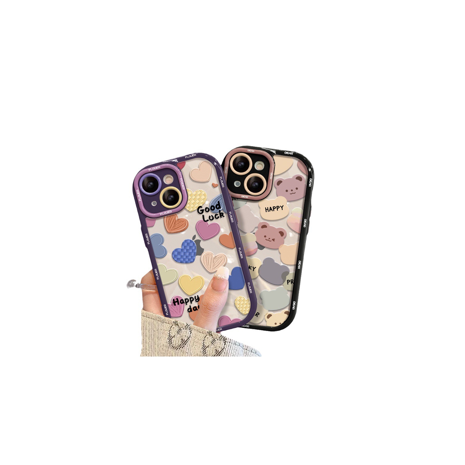 Étui pour téléphone cellulaire anti-chute plein écran coloré Love