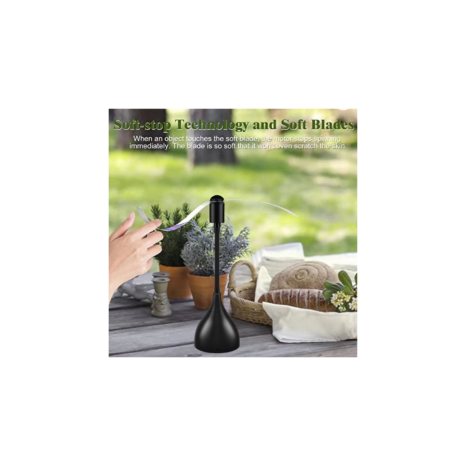 Ventilateurs pour table, ventilateur chasse-mouche pratique à pales souples, alimentation USB ou à piles, sans son et ventilateur portatif pour