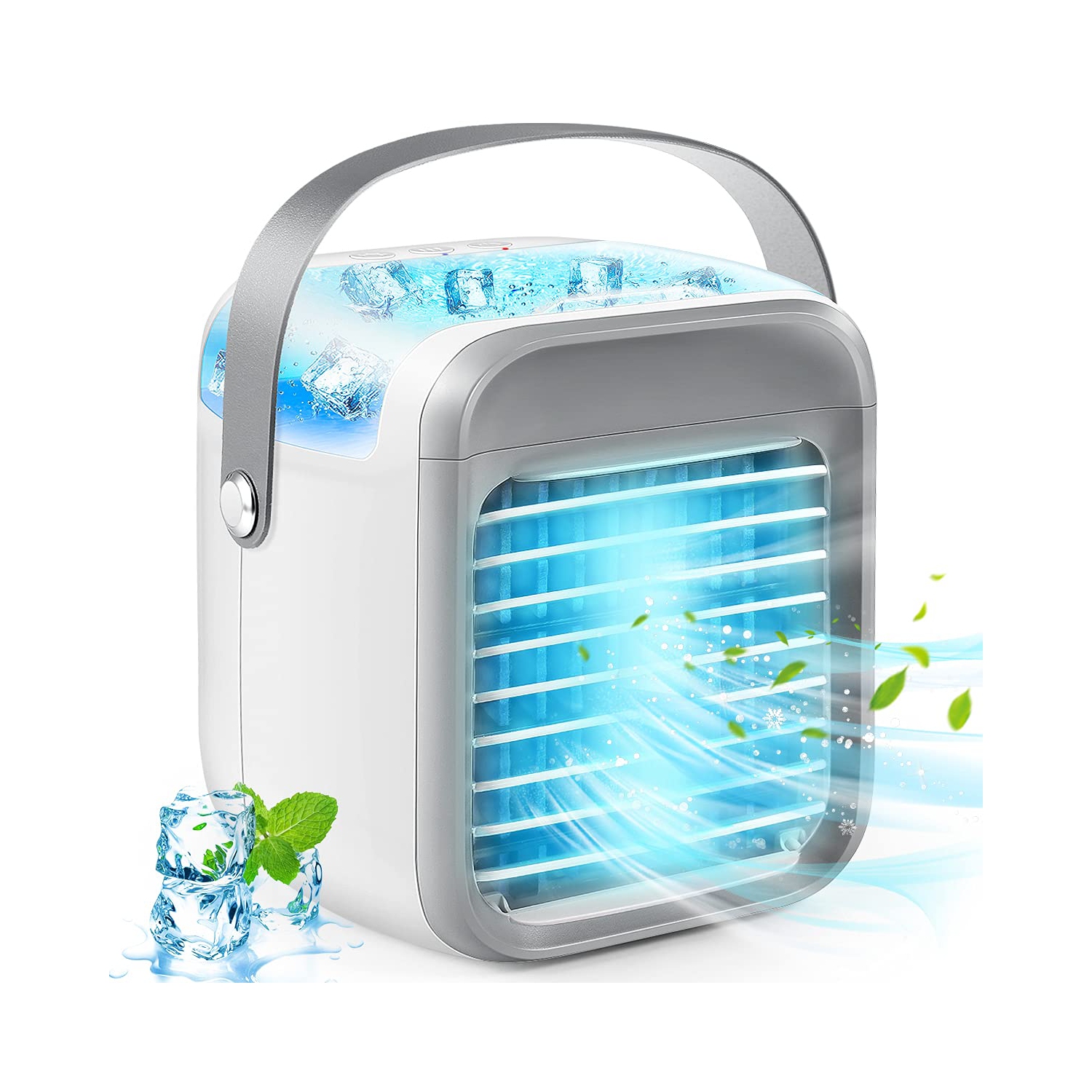 Ventilateur portatif, ventilateur de climatiseur par évaporation rechargeable à 3 vitesses, 7 couleurs, refroidisseur d'air personnel sans fil pour