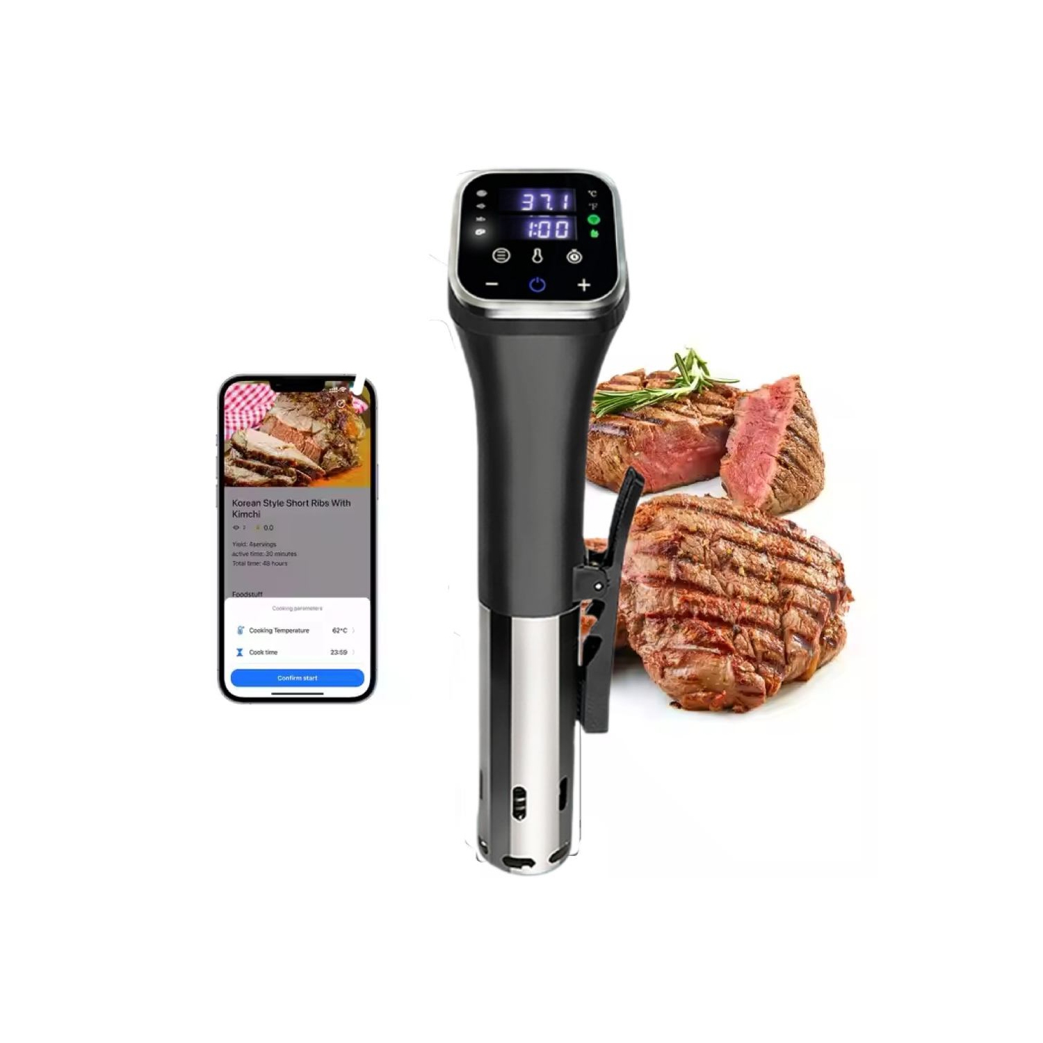 Circulateur sous vide , Cuiseur sous vide 1100&nbsp;W Circulateur d'immersion thermique étanche avec menus prédéfinis pour la cuisson