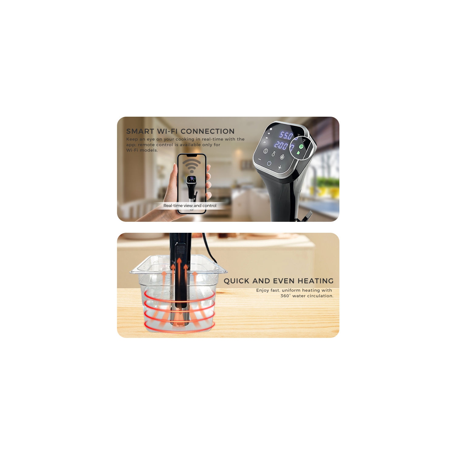 Circulateur sous vide , Cuiseur sous vide 1100&nbsp;W Circulateur d'immersion thermique étanche avec menus prédéfinis pour la cuisson