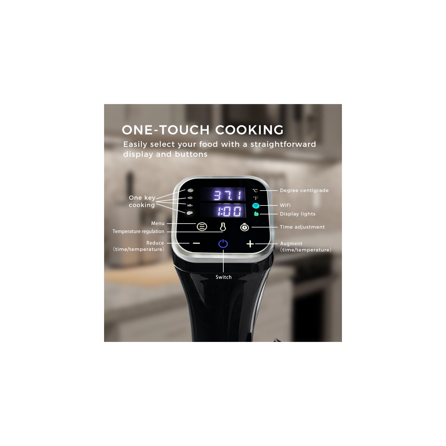 Circulateur sous vide , Cuiseur sous vide 1100&nbsp;W Circulateur d'immersion thermique étanche avec menus prédéfinis pour la cuisson