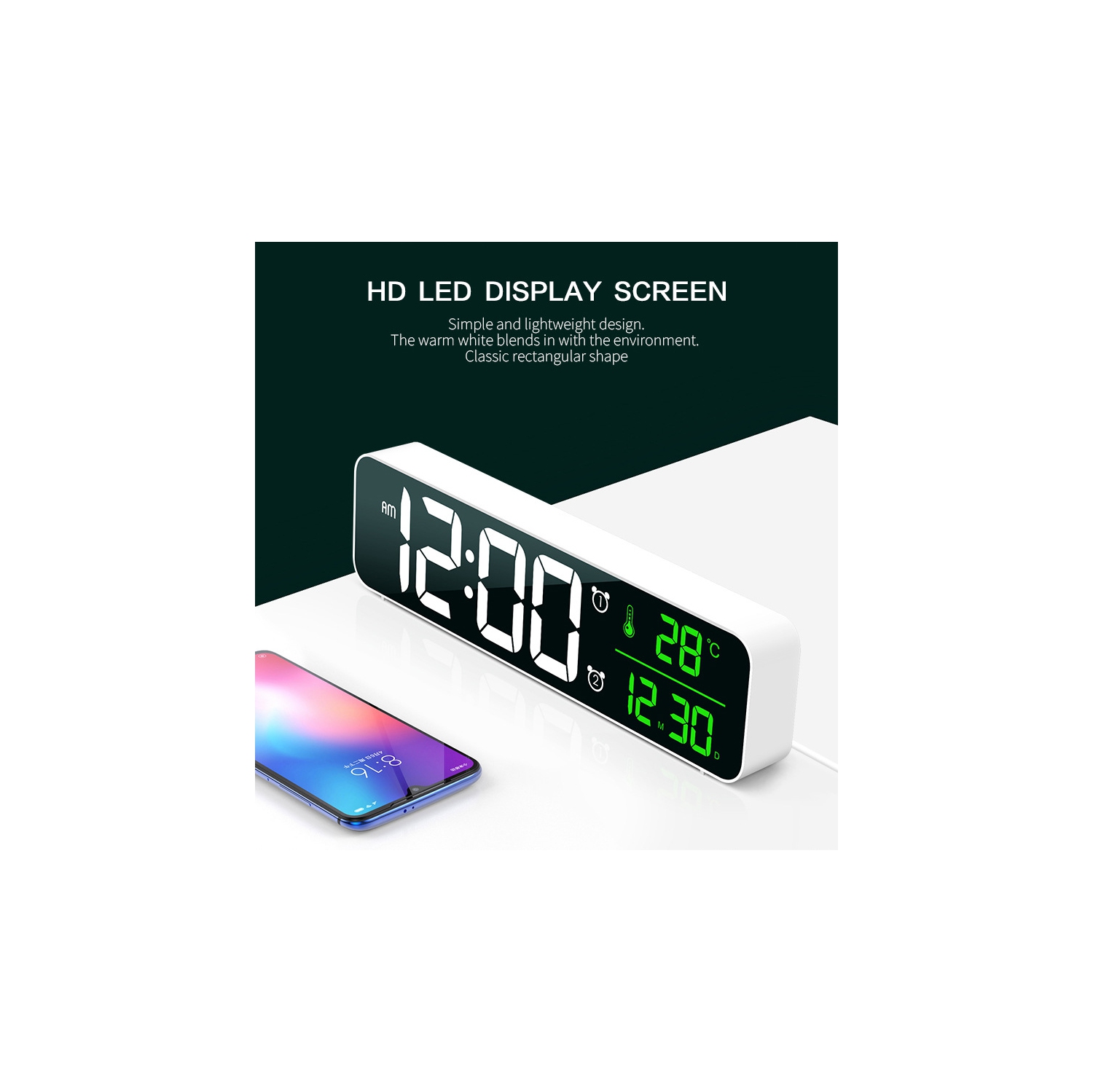 Electronic Wall Clock Table Clock & Options，with Temperature Display for Home Living Room Office Decoration