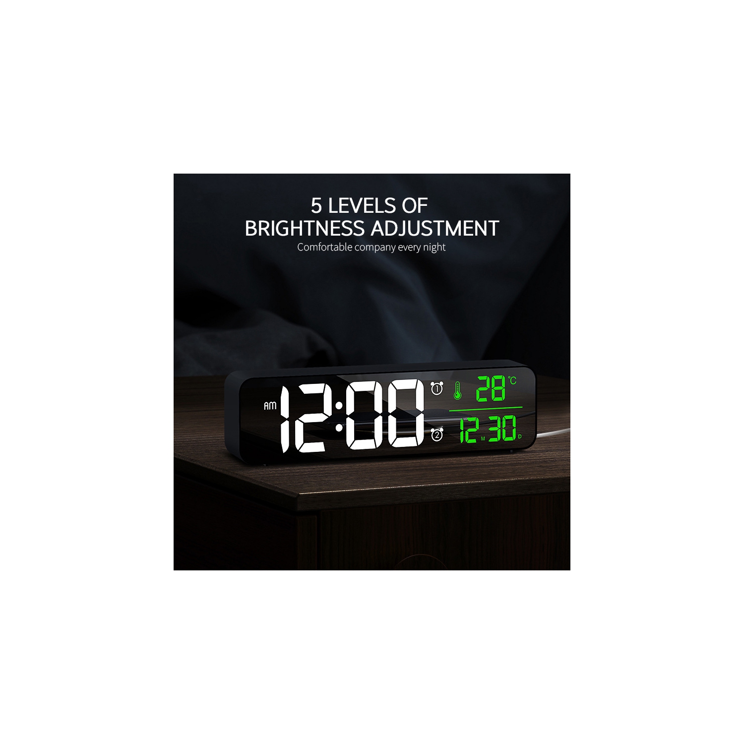 Electronic Wall Clock Table Clock & Options，with Temperature Display for Home Living Room Office Decoration