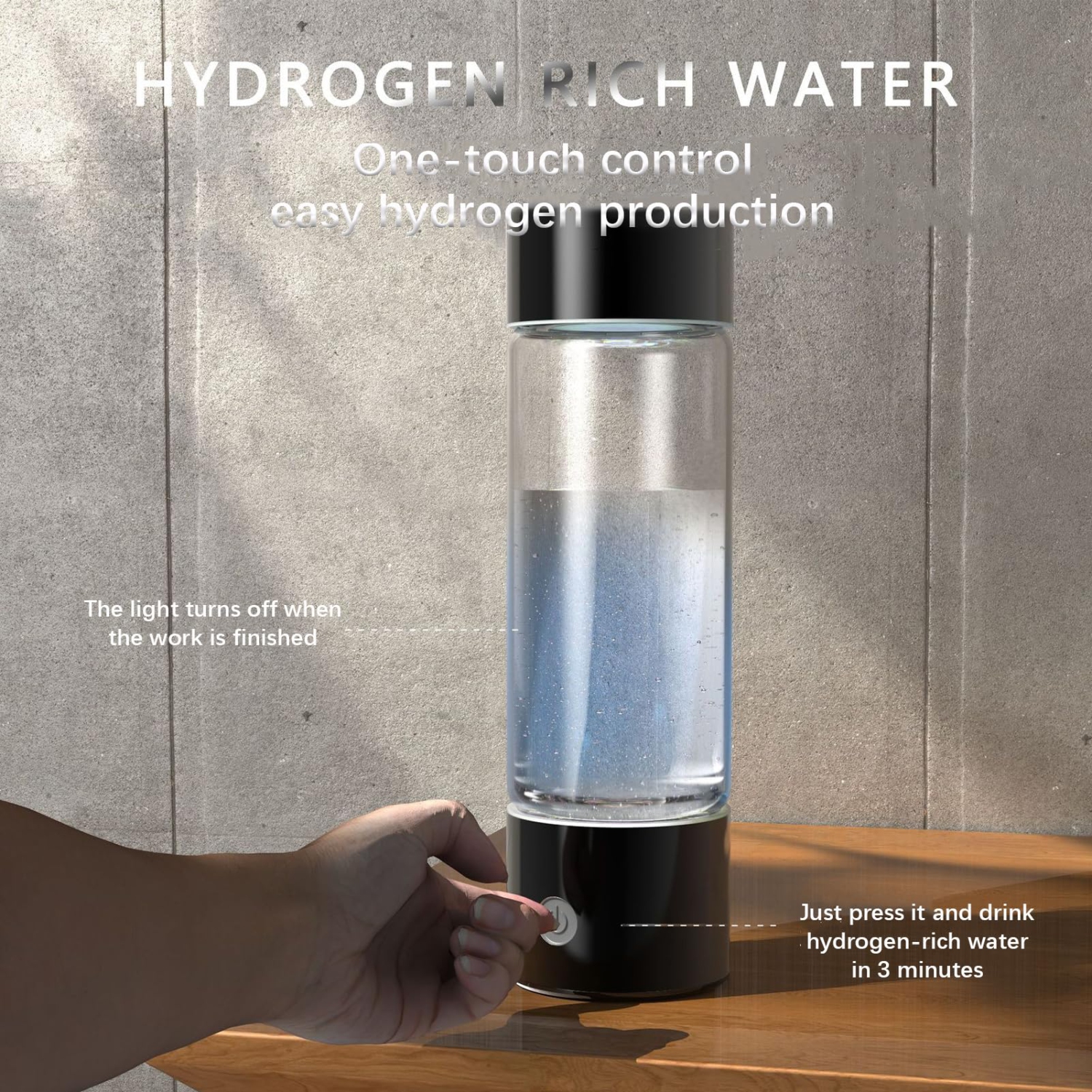 Hydrogen Water Bottle, Hydrogen Water Generator Gifts for Mom, Portable Hydrogen Water Ionizer Machine, Hydrogen Rich Water Glass Water 460ml