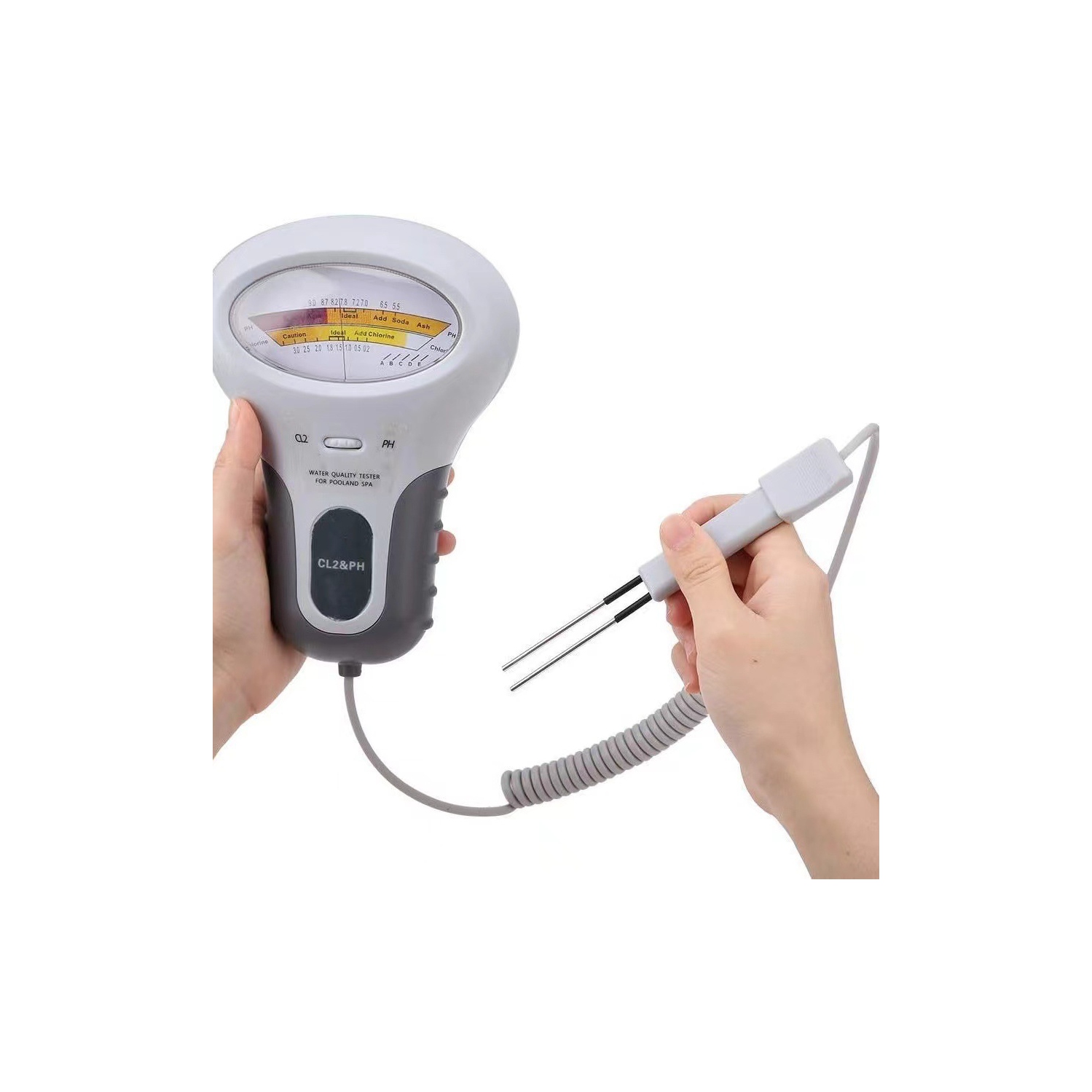 2 in 1 Water Quality Tester Dual Scale PH and Chlorine Level CL2 Tester Meter for Swimming Pool,Hydroponics, Pools, Spas