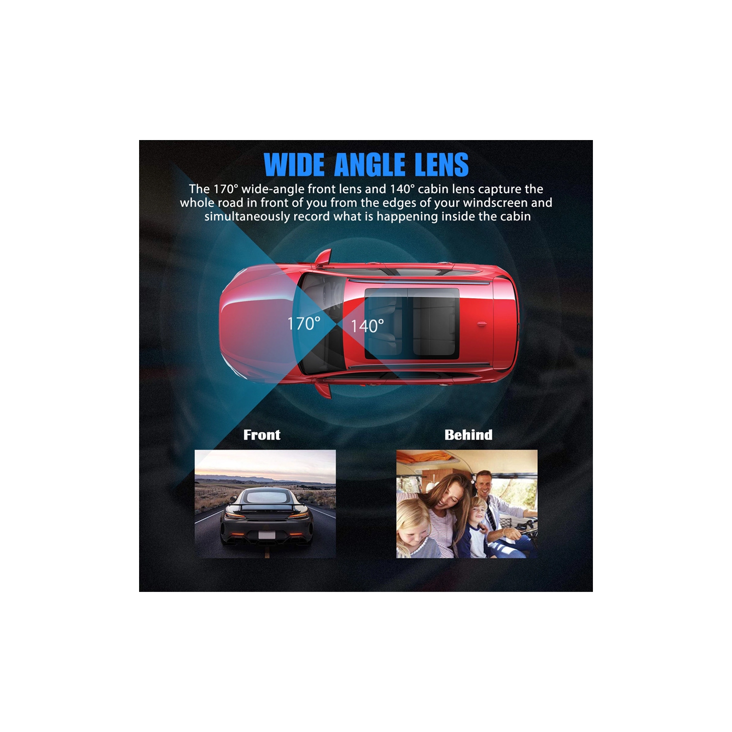 Dash Cam Front and Rear Inside, 720P Dash Camera for Cars, Dashcam Two Way Car Camera