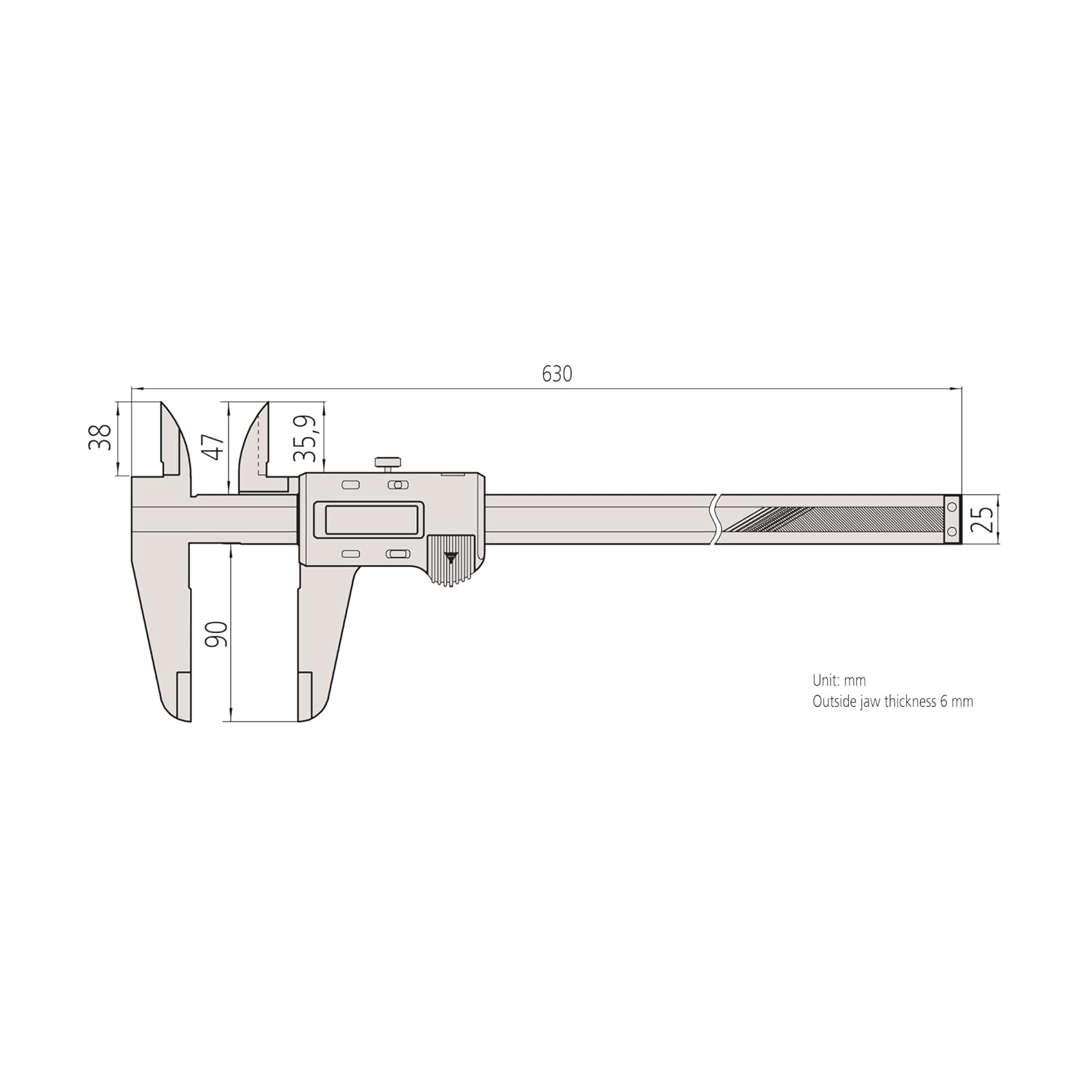 Mitutoyo 500-505-10 Digital Calipers, Battery Powered, Inch/Metric, for Inside, Outside, Depth and Step Measurements, Stainless Steel